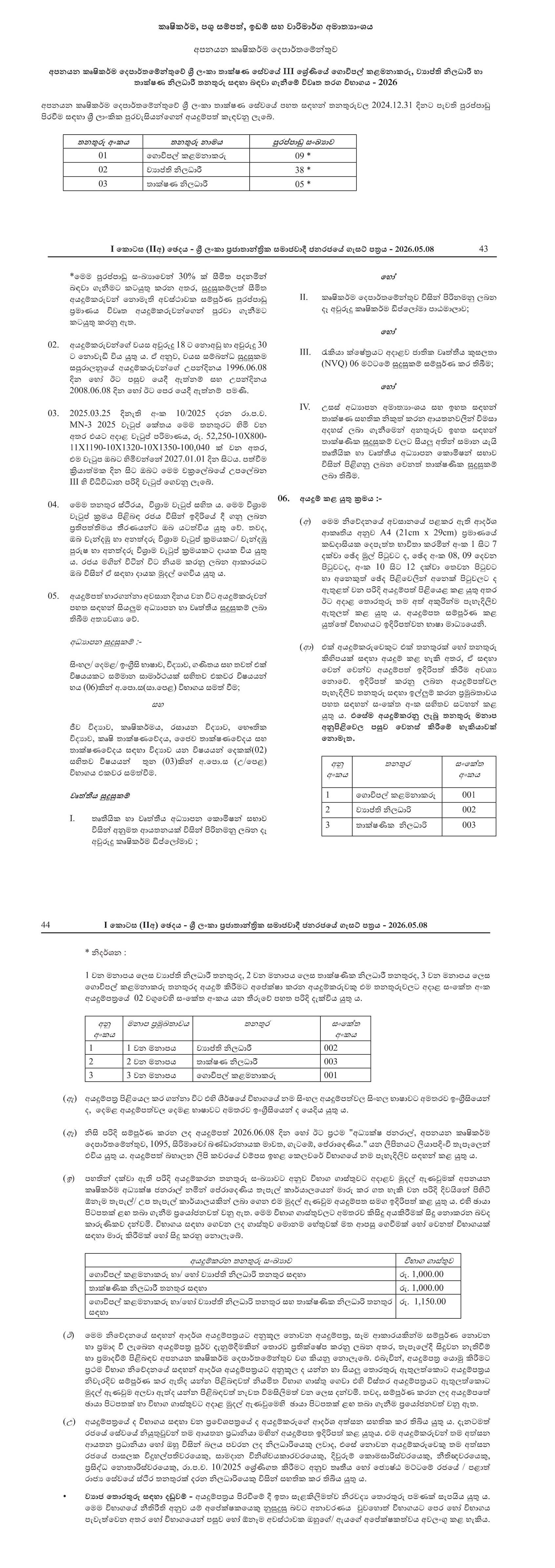 Farm Manager (Open), Extension Officer (Open), Technical Officer (Open) - Department of Export Agriculture