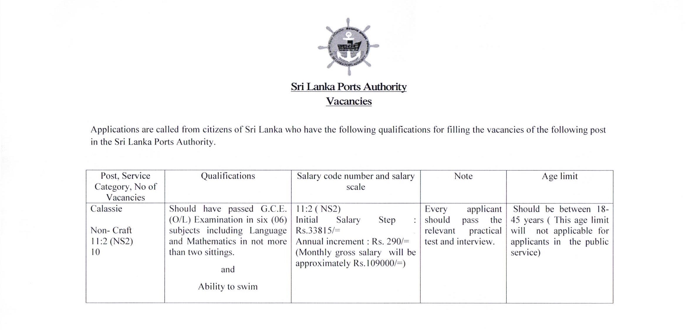 Calassie - Sri Lanka Ports Authority