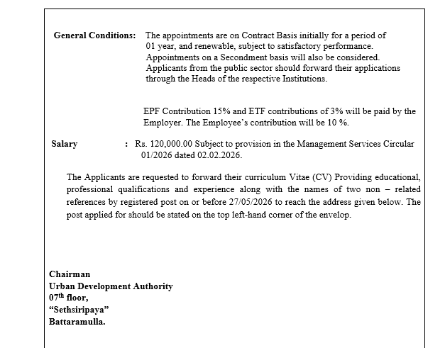 Marketing Officer - Urban Development Authority