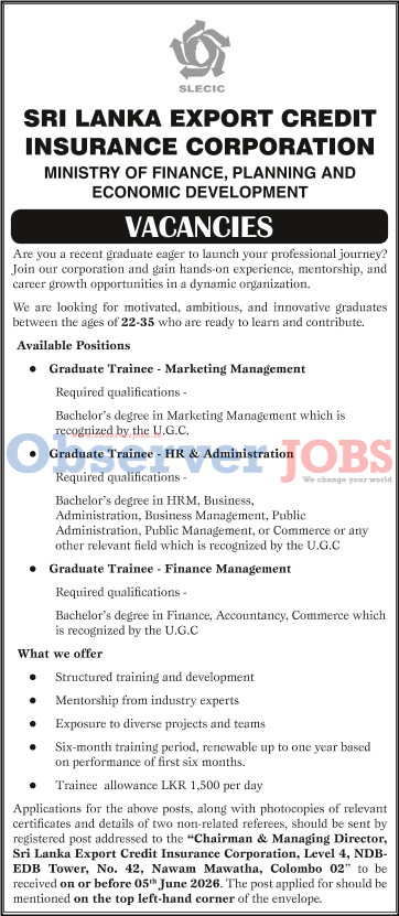 Graduate Trainee - Sri Lanka Export Credit Insurance Corporation