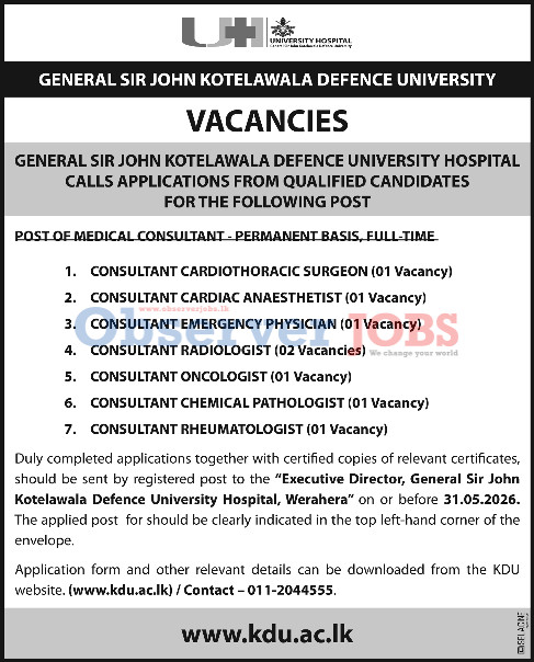 Medical Consultant - University Hospital - General Sir John Kotelawala Defence University