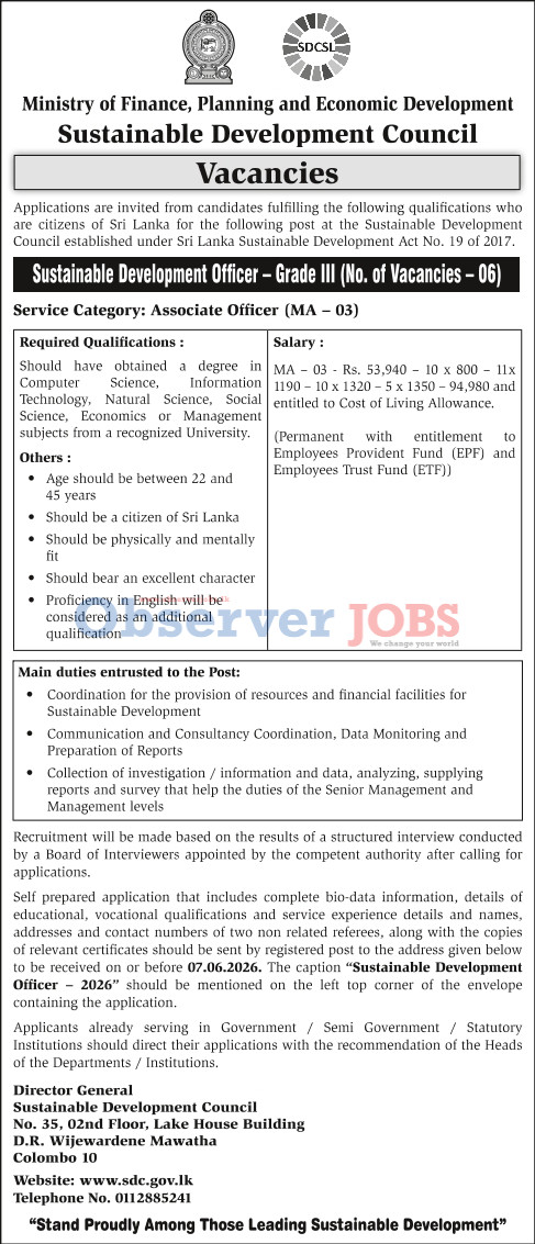 Sustainable Development Officer - Sustainable Development Council