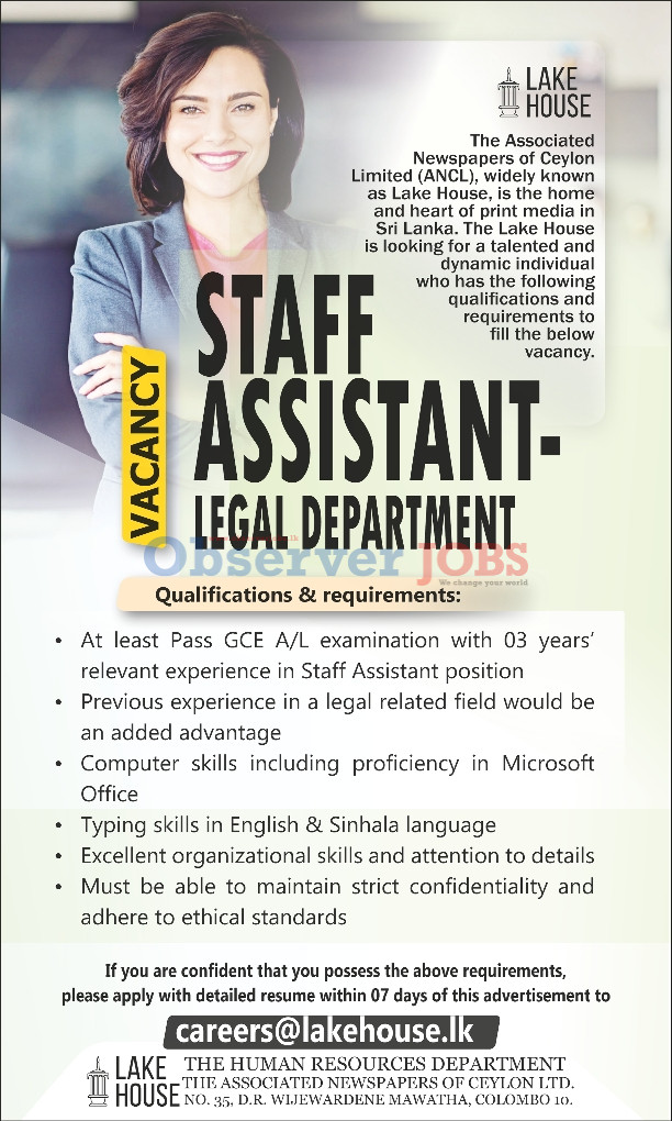 Staff Assistant - The Associated Newspapers of Ceylon