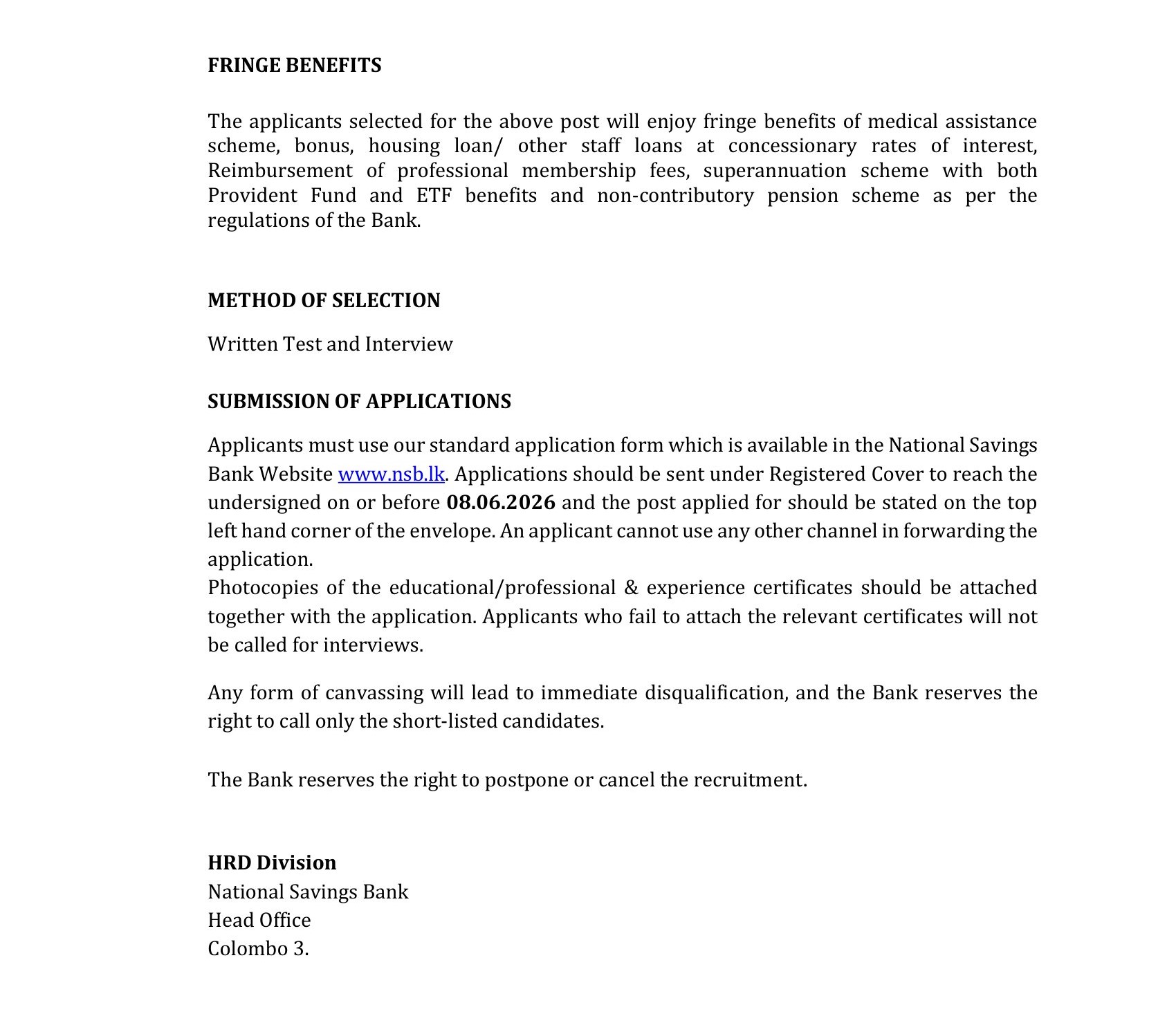 Translator (Tamil) - National Savings Bank