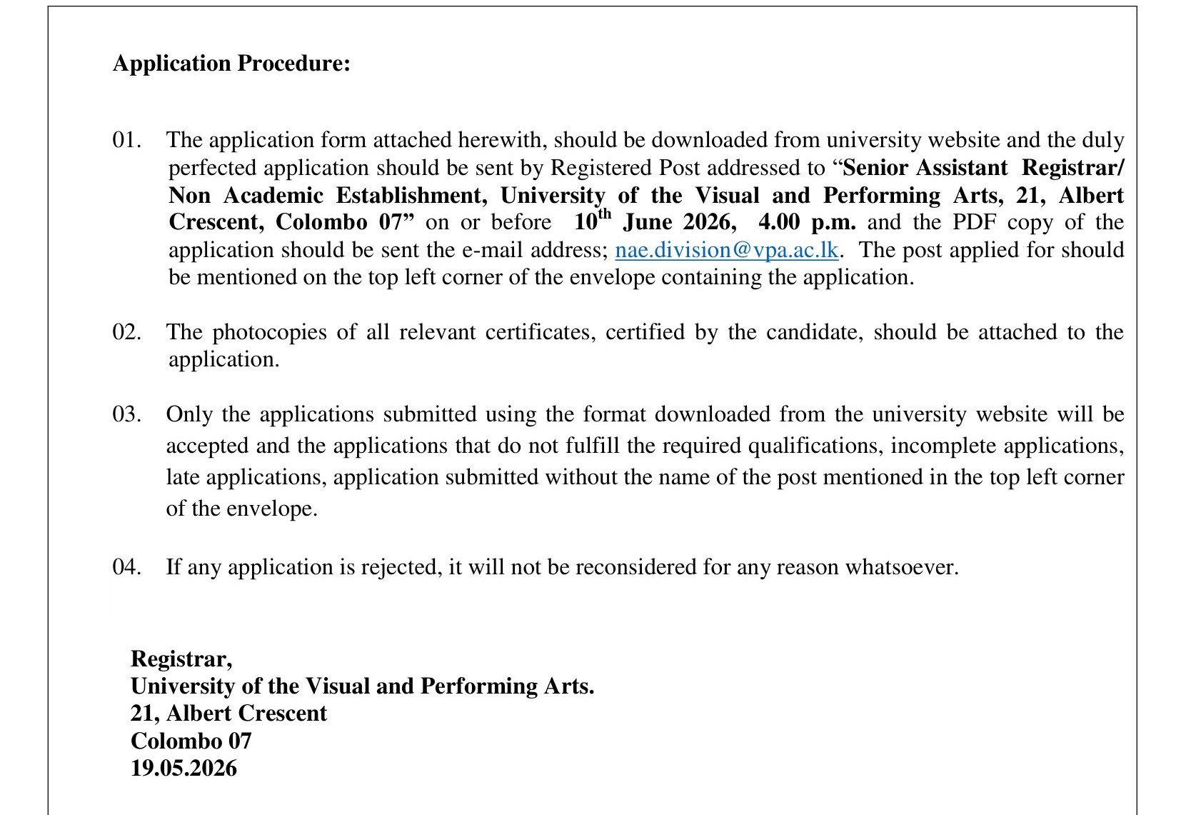 Management Assistant - University of the Visual & Performing Arts