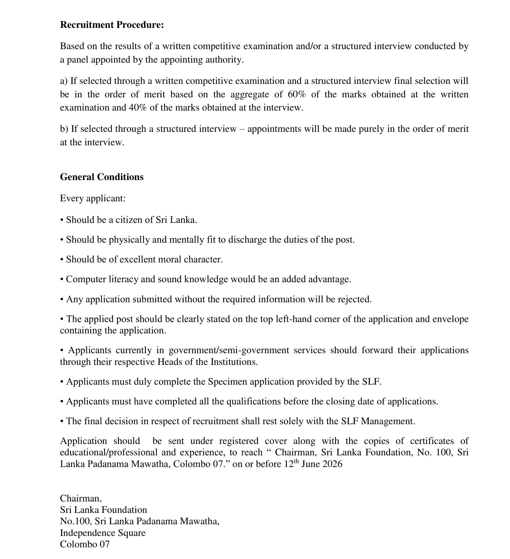 Hostels & Catering Manager - Sri Lanka Foundation
