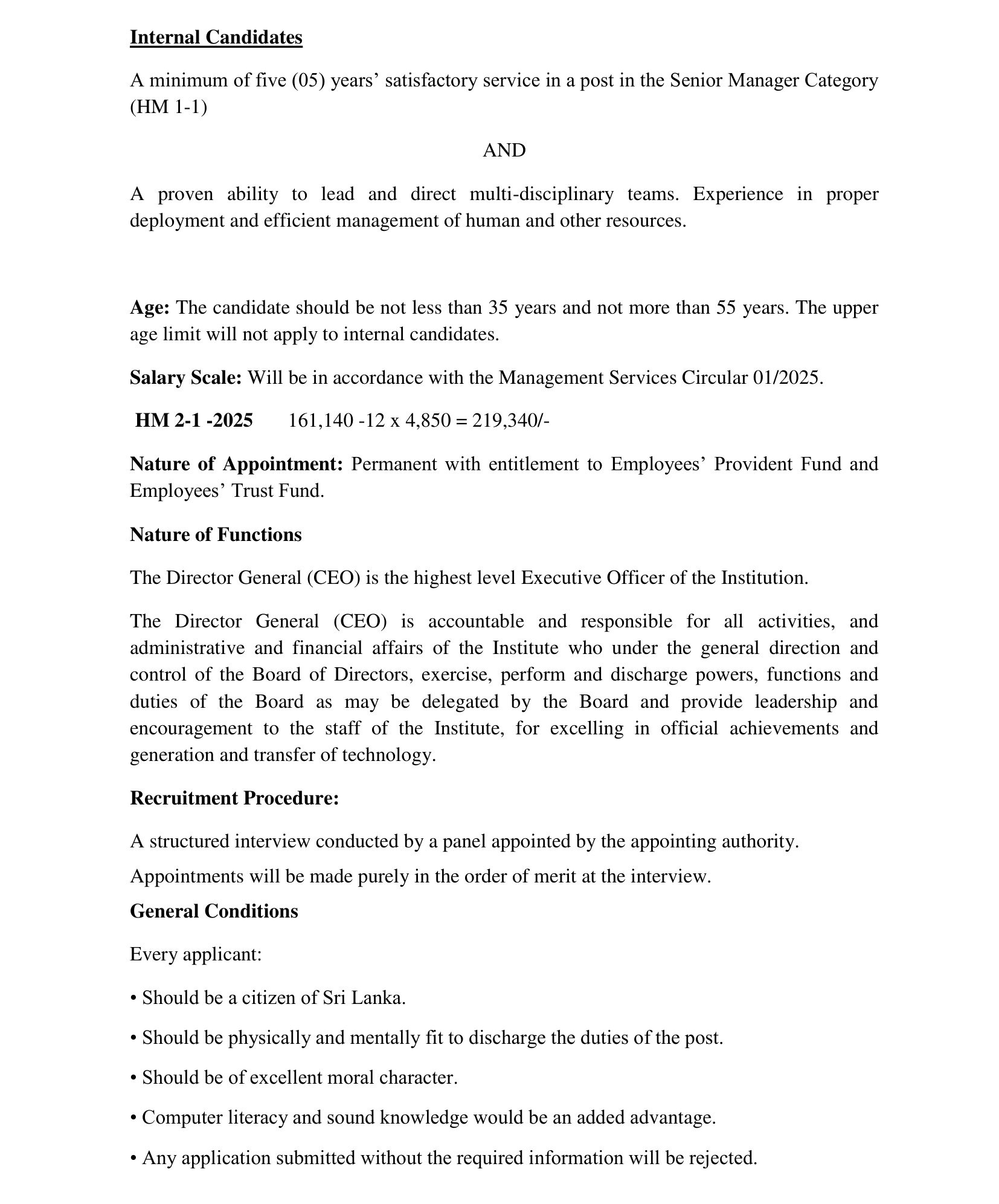 Director General - Sri Lanka Foundation