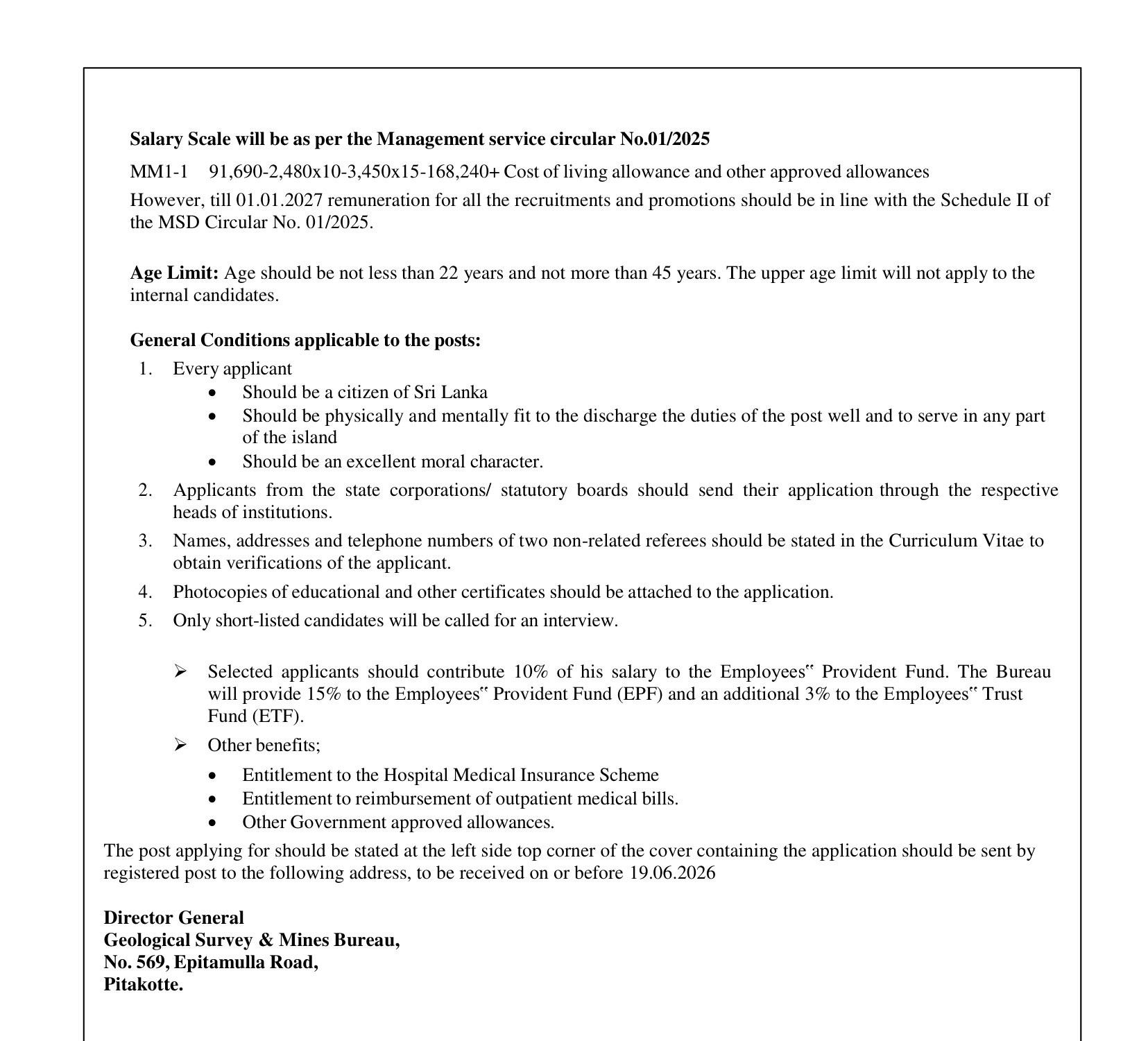 Assistant Director (Information Technology, Legal) - Geological Survey & Mines Bureau