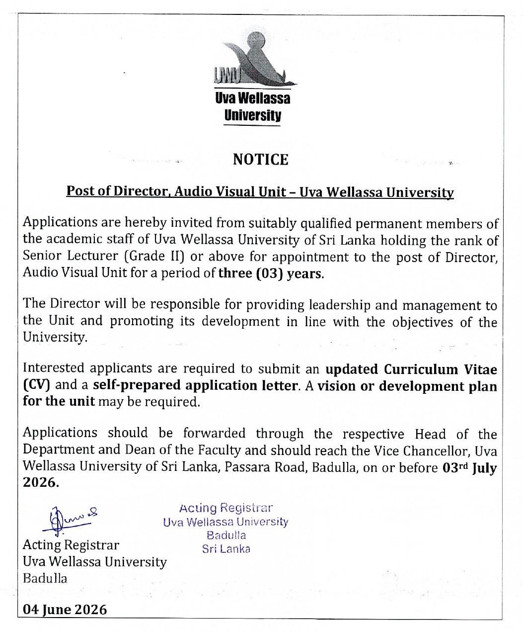 Director - Uva Wellassa University