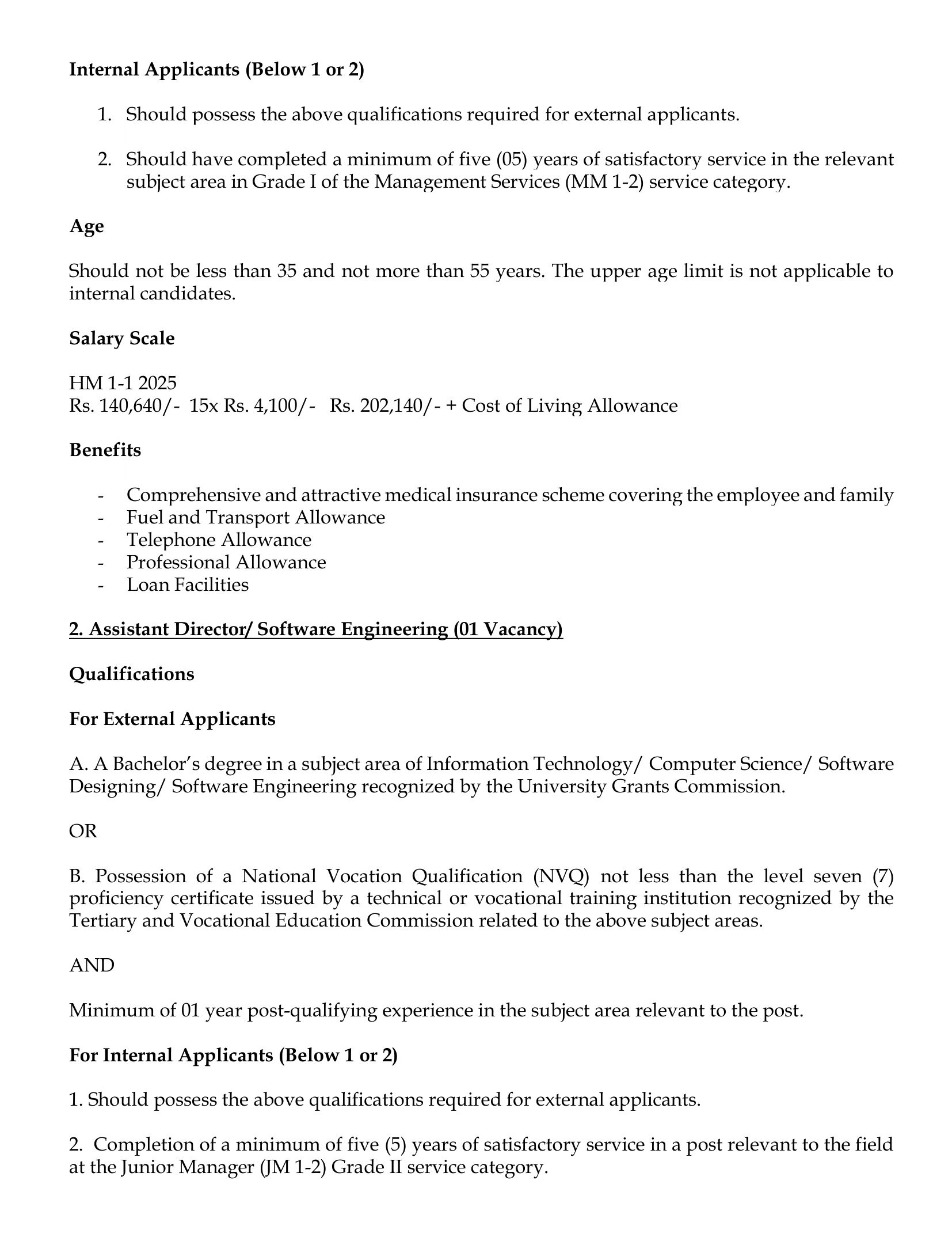 Director, Assistant Director, Junior Manager, Multi Duty Technician, Pump Operator - Sri Lanka Tourism Development Authority