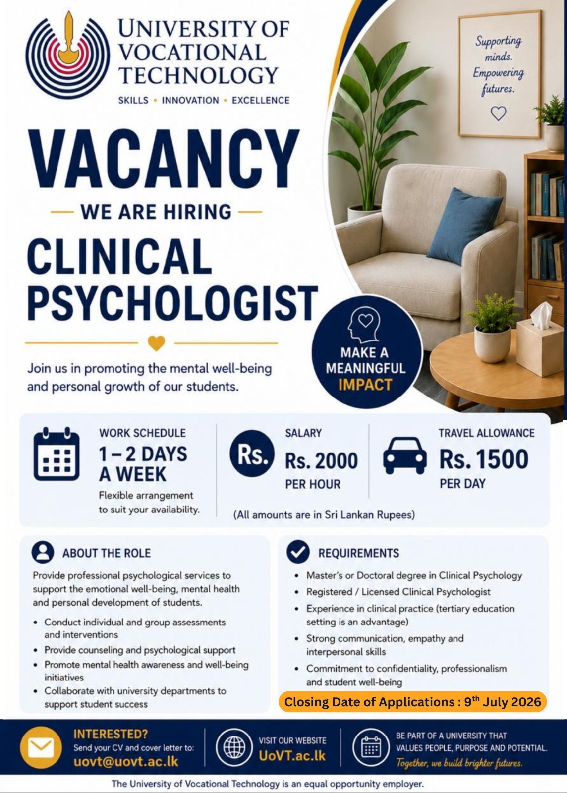 Clinical Psychologist - University of Vocational Technology
