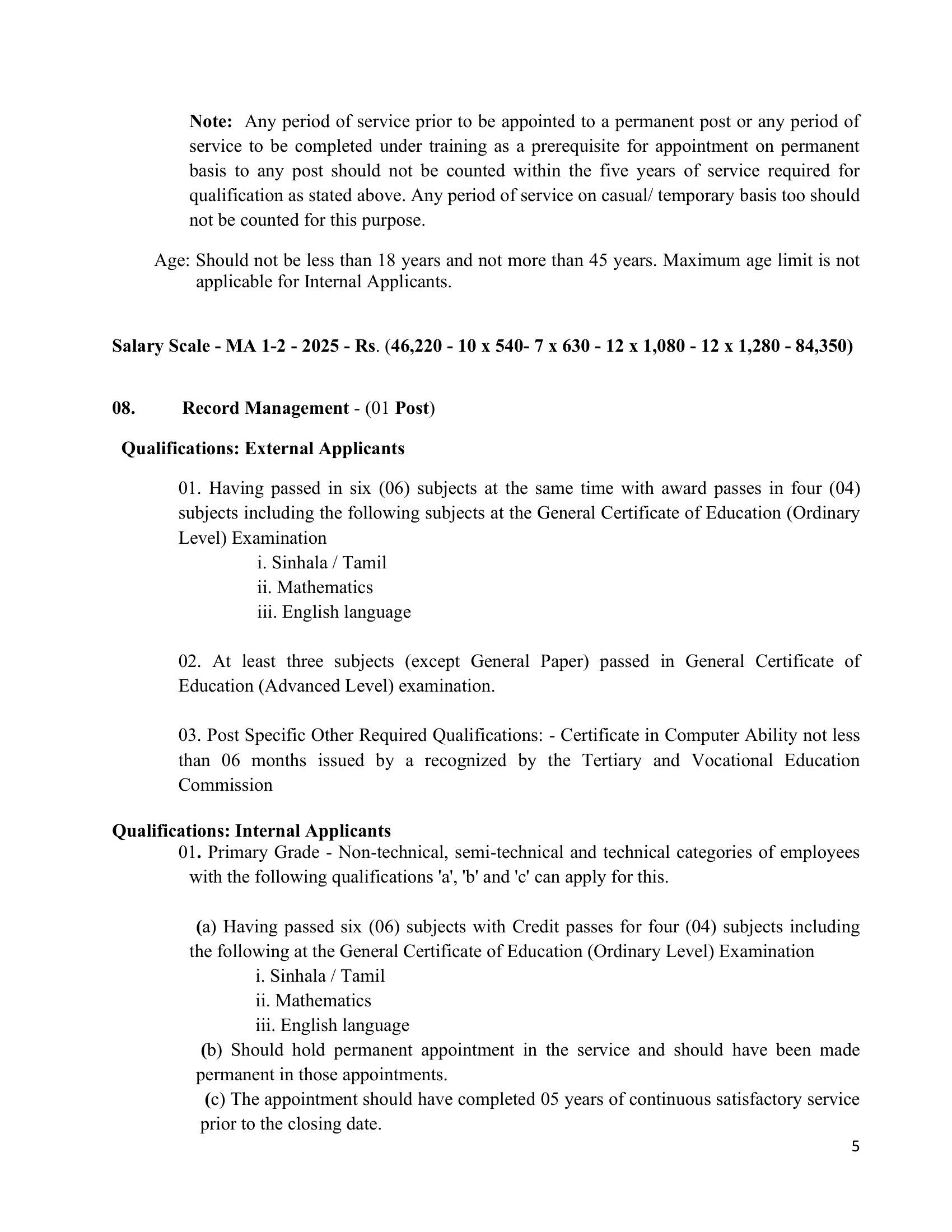 Management Assistant, Development Officer, Research Officer, Legal Officer, Finance Officer, Translator (Tamil), Record Management - Right to Information Commission