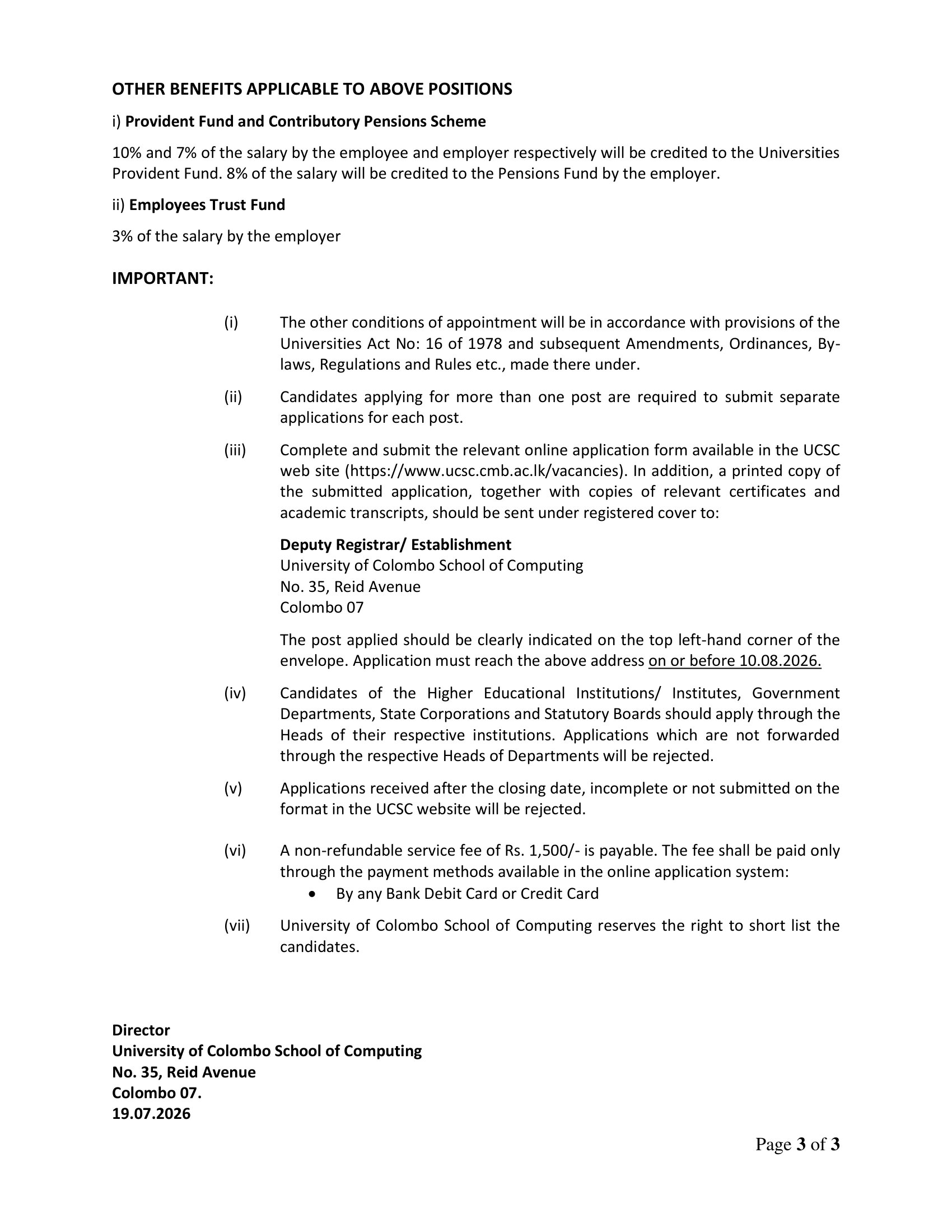 Programmer/Systems Analyst - University of Colombo School of Computing