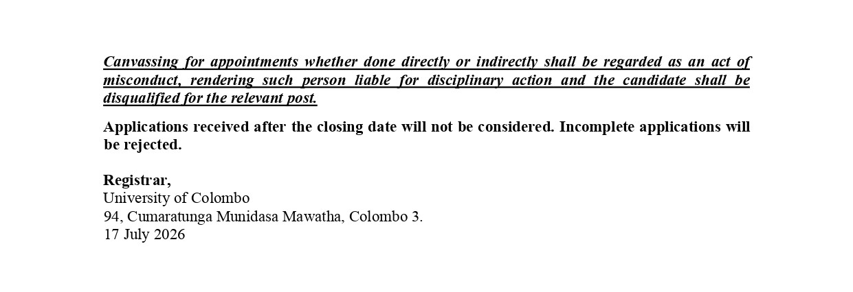 Assistant Network Manager, Instructor - University of Colombo