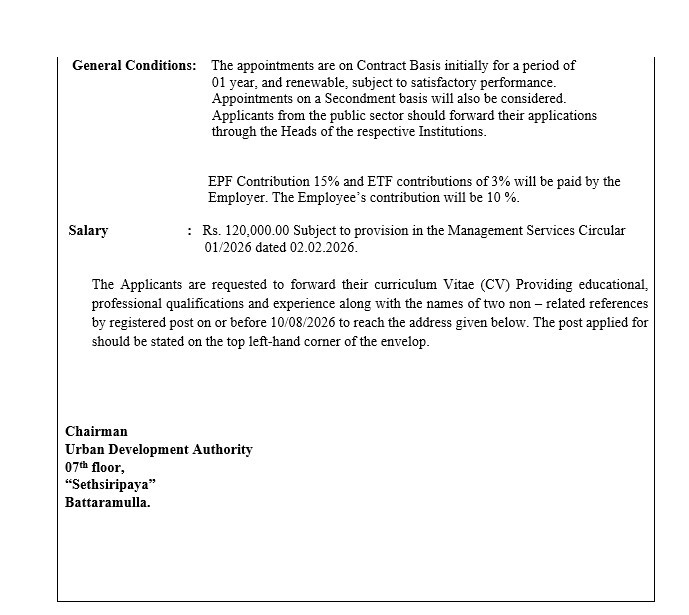 Marketing Officer - Urban Development Authority