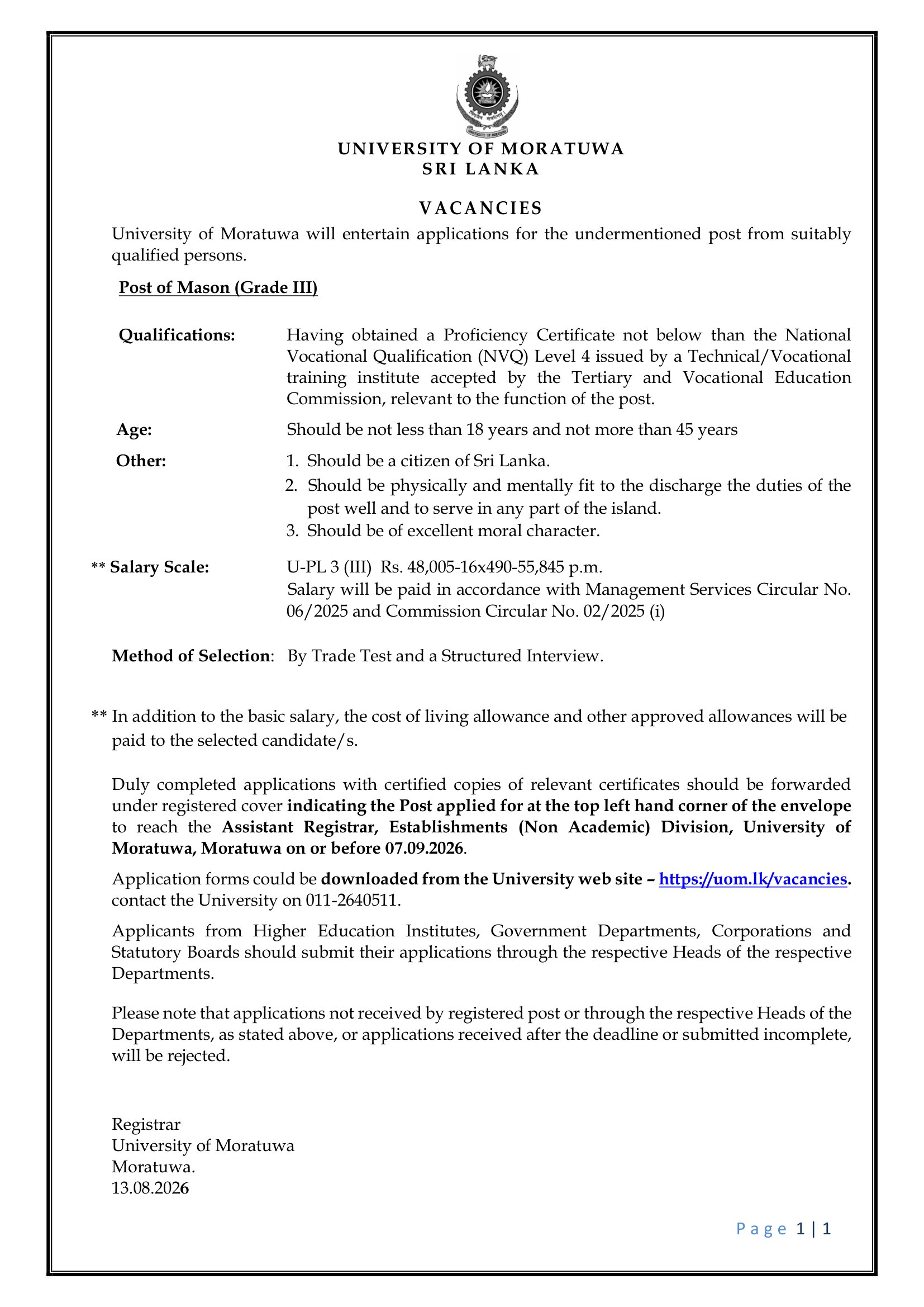 Mason - University of Moratuwa