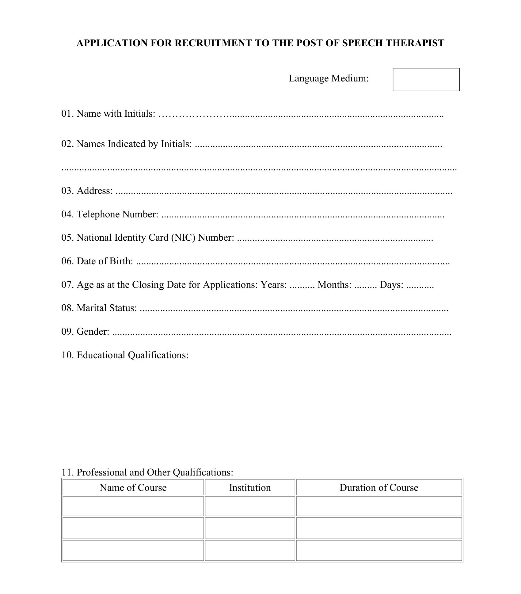Speech Therapist - Department of Social Services