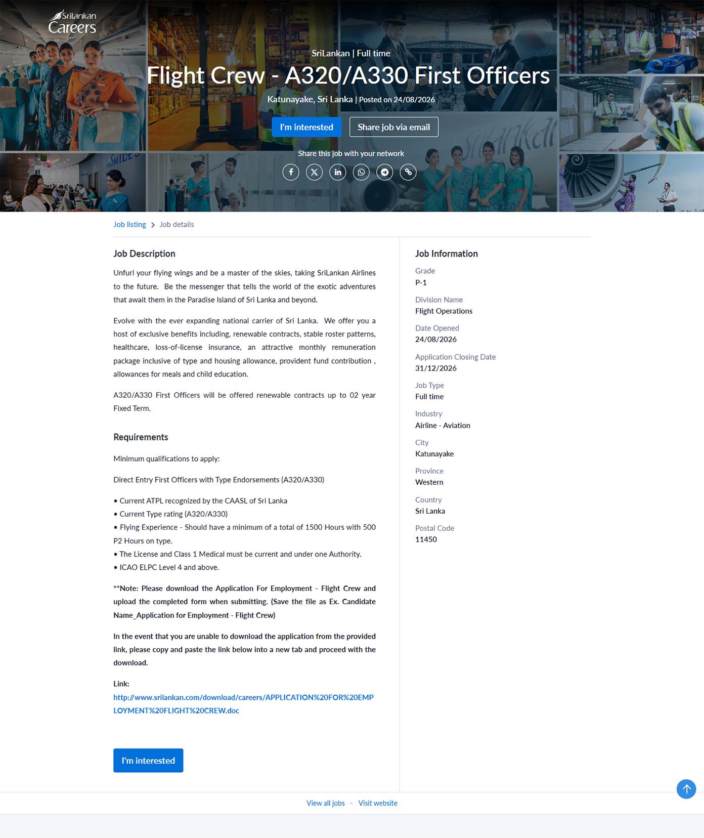 Flight Crew - SriLankan Airlines Limited
