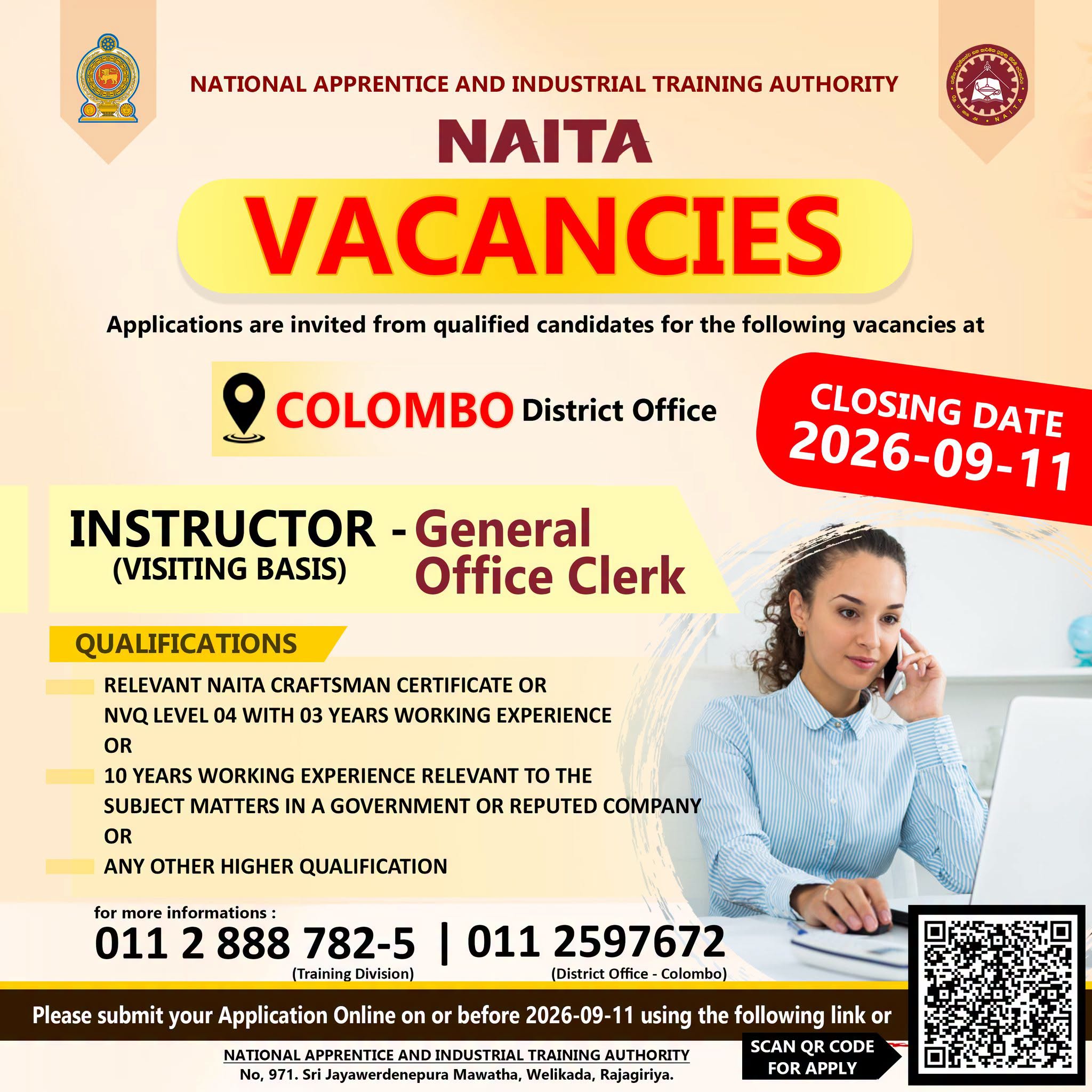 Instructor (Refrigeration & Air Conditioning Technician, Solar Photovoltaic Systems Technician, General Office Clerk) - National Apprentice & Industrial Training Authority