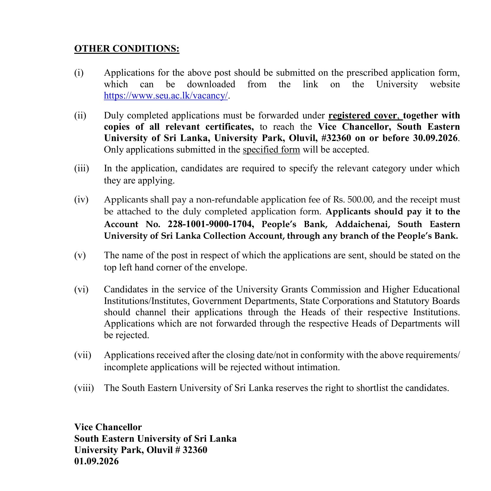 Registrar - South Eastern University of Sri Lanka