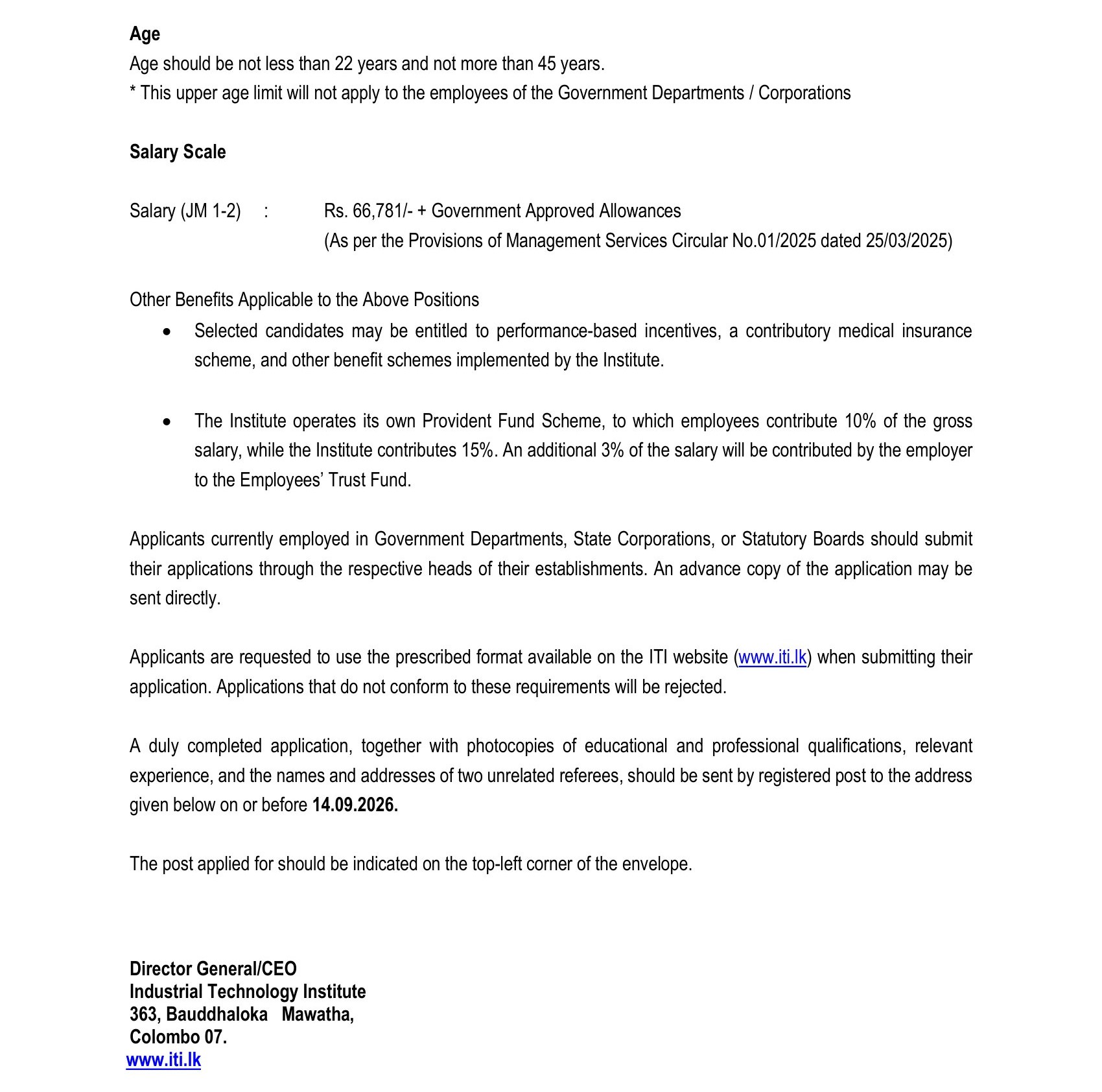 Assistant Engineer - Industrial Technology Institute