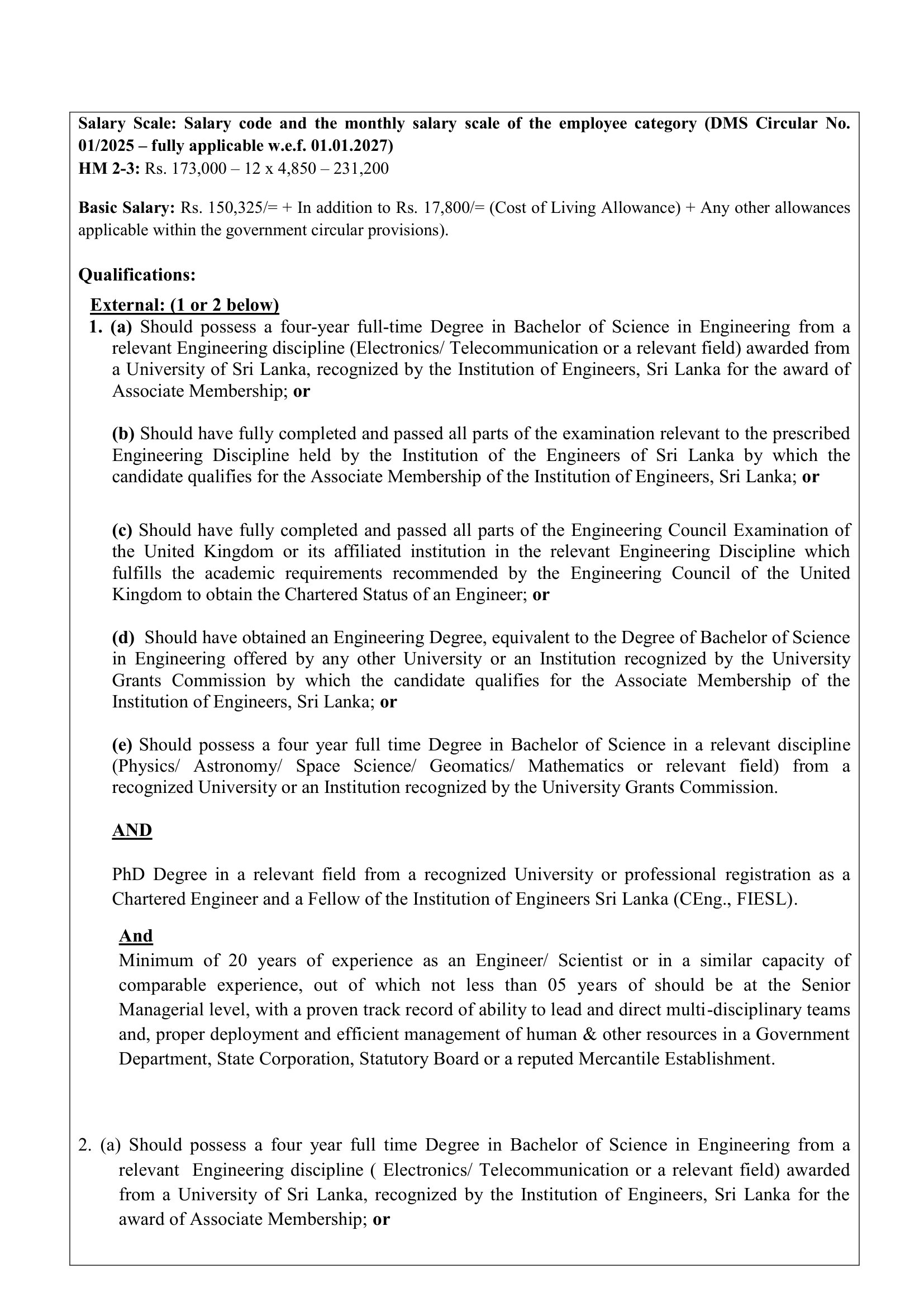Director General/Chief Executive Officer - Arthur C Clark Institute for Modern Technologies