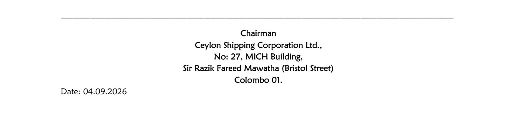 Technical Superintendent - Ceylon Shipping Corporation Ltd