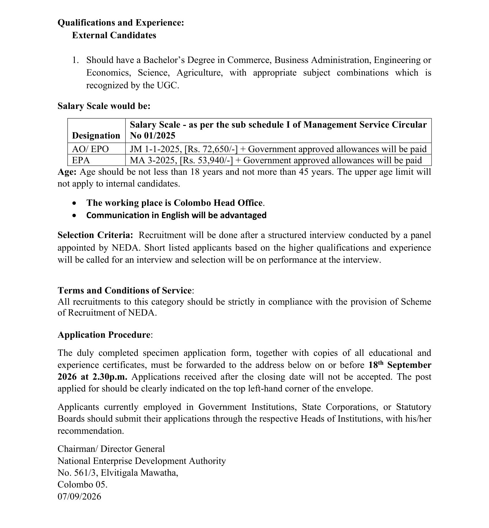 Administration Officer, Enterprise Promotion Officer, Enterprise Promotion Assistant - National Enterprise Development Authority