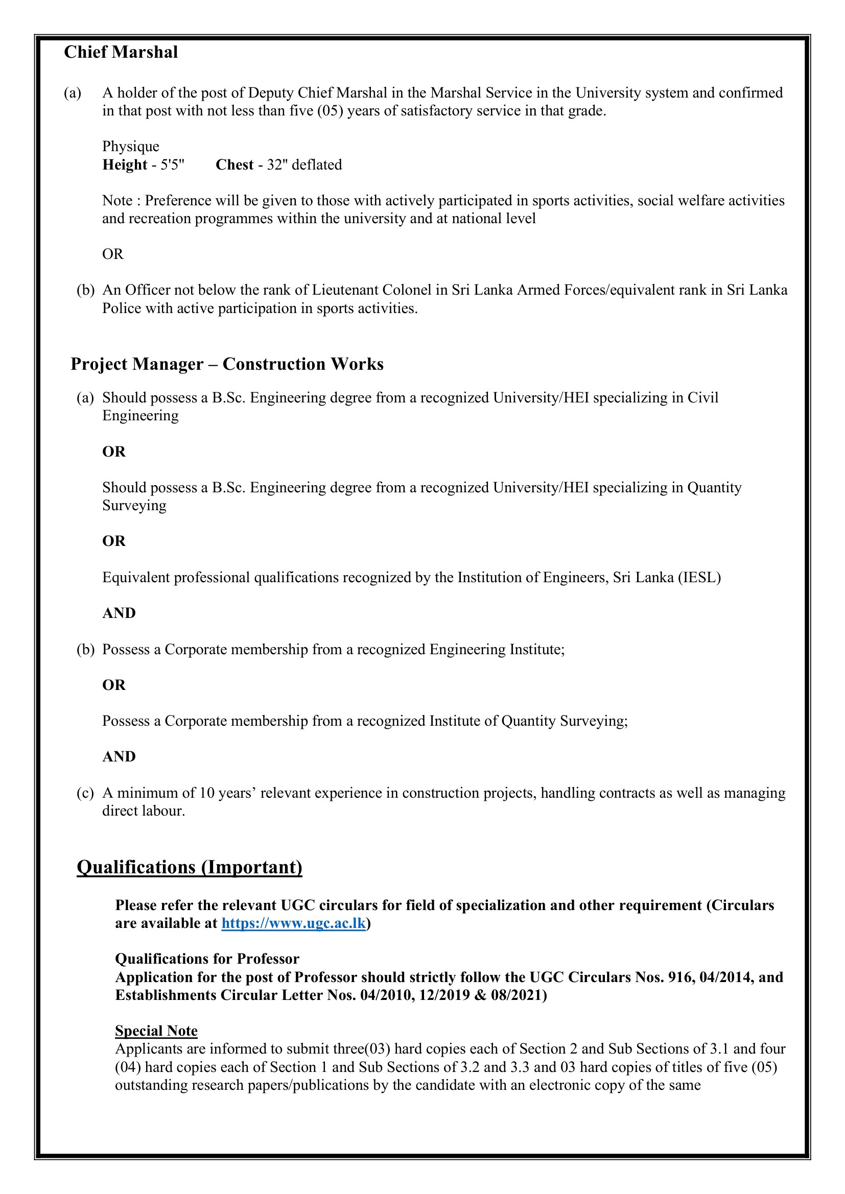 Lecturer, Senior Lecturer, Professor, Instructor, Chief Marshal, Project Manager - Wayamba University of Sri Lanka