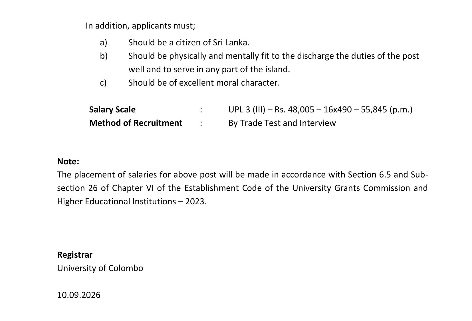 Mechanic - University of Colombo