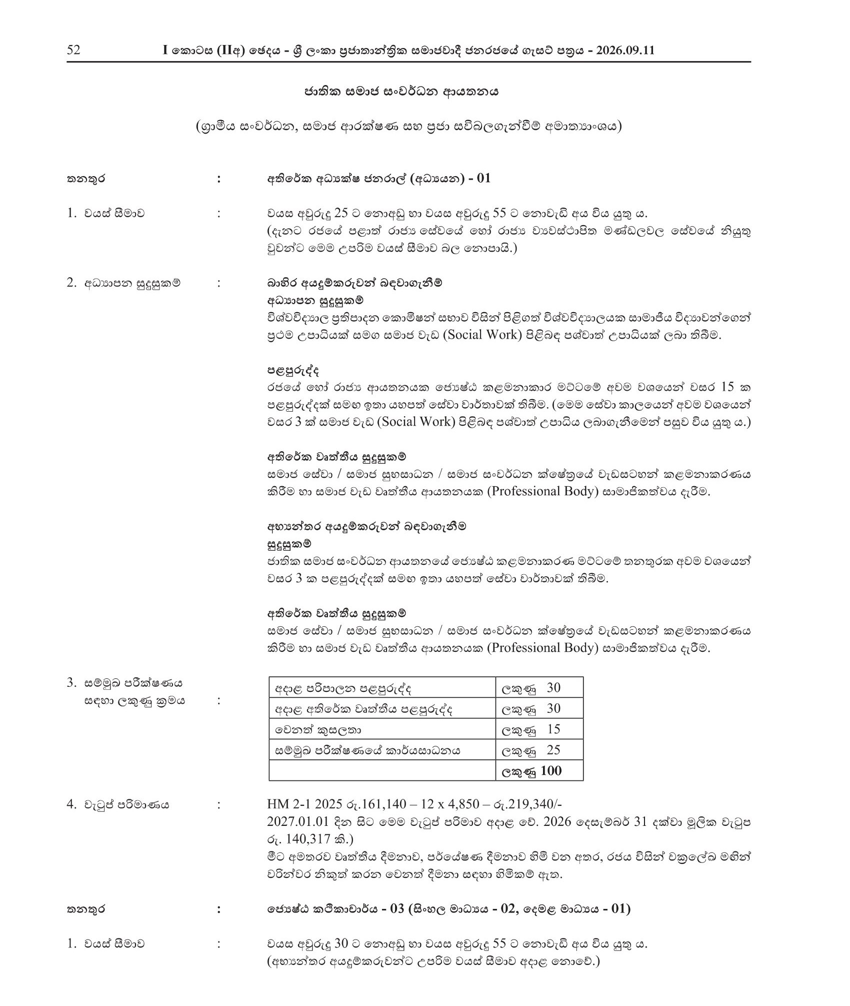  Additional Director General, Senior Lecturer, Lecturer, Project Programmer, Audio Visual Technician - National Institute of Social Development