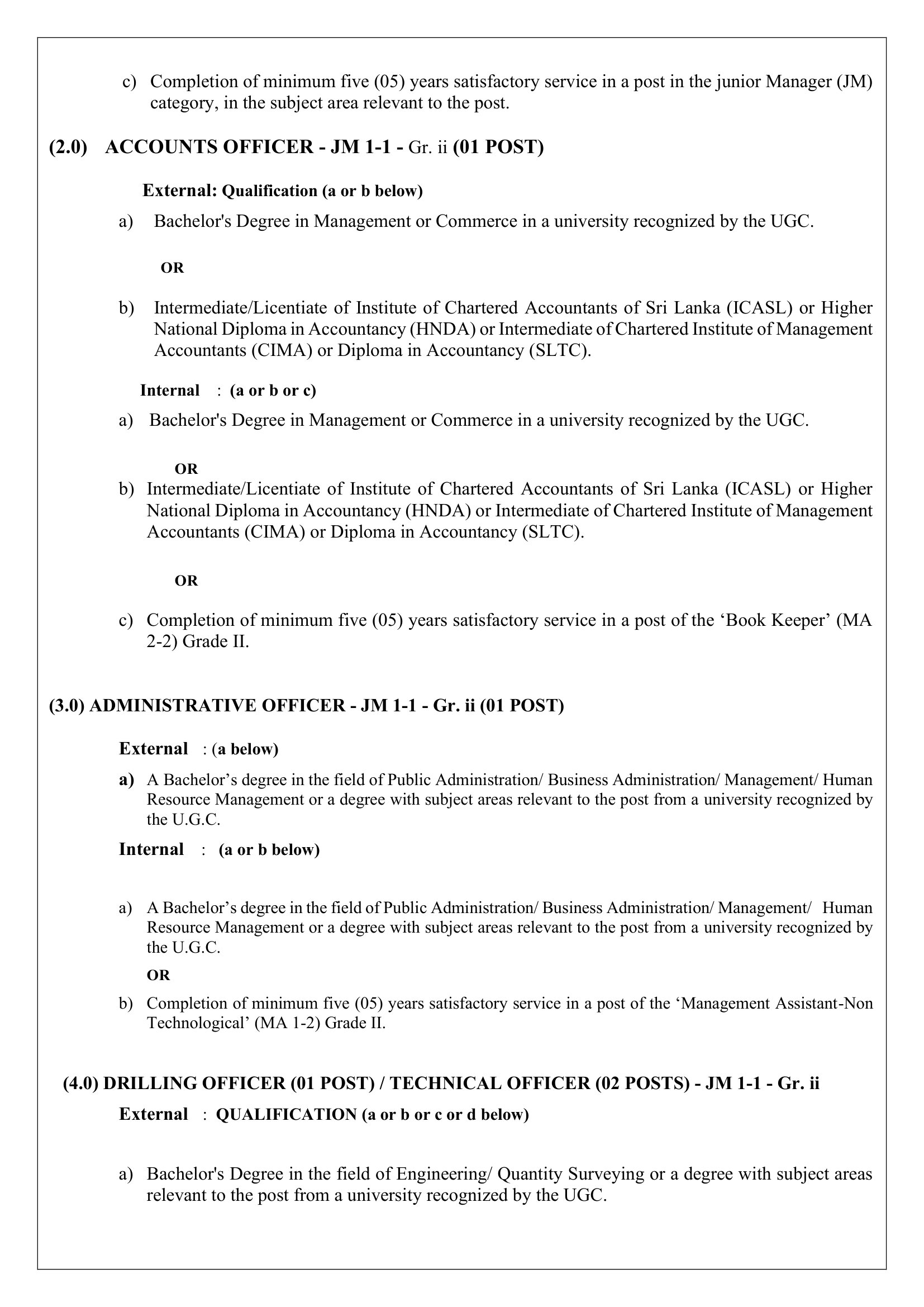 Assistant Director (Finance/Accounts), Accounts Officer, Administrative Officer, Drilling Officer/Technical Officer, Book Keeper, Electrician - National Building Research Institute