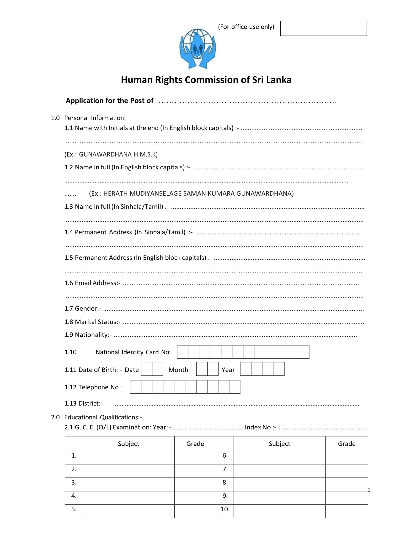 Human Rights Officer - Human Rights Commission of Sri Lanka