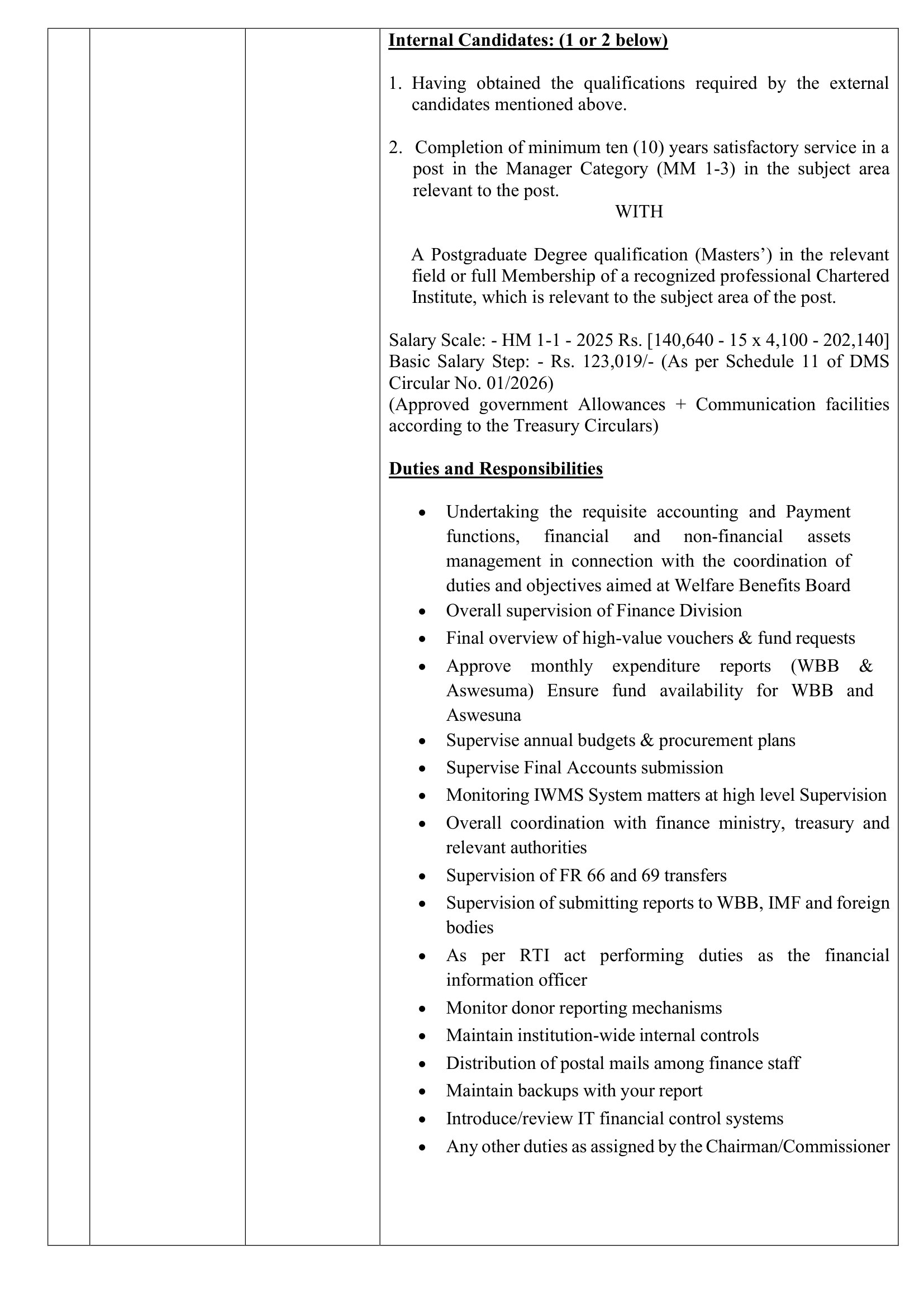 Additional Commissioner of Welfare Benefits (Administration, Finance, Operation, Monitoring & Evaluation) - Welfare Benefits Board
