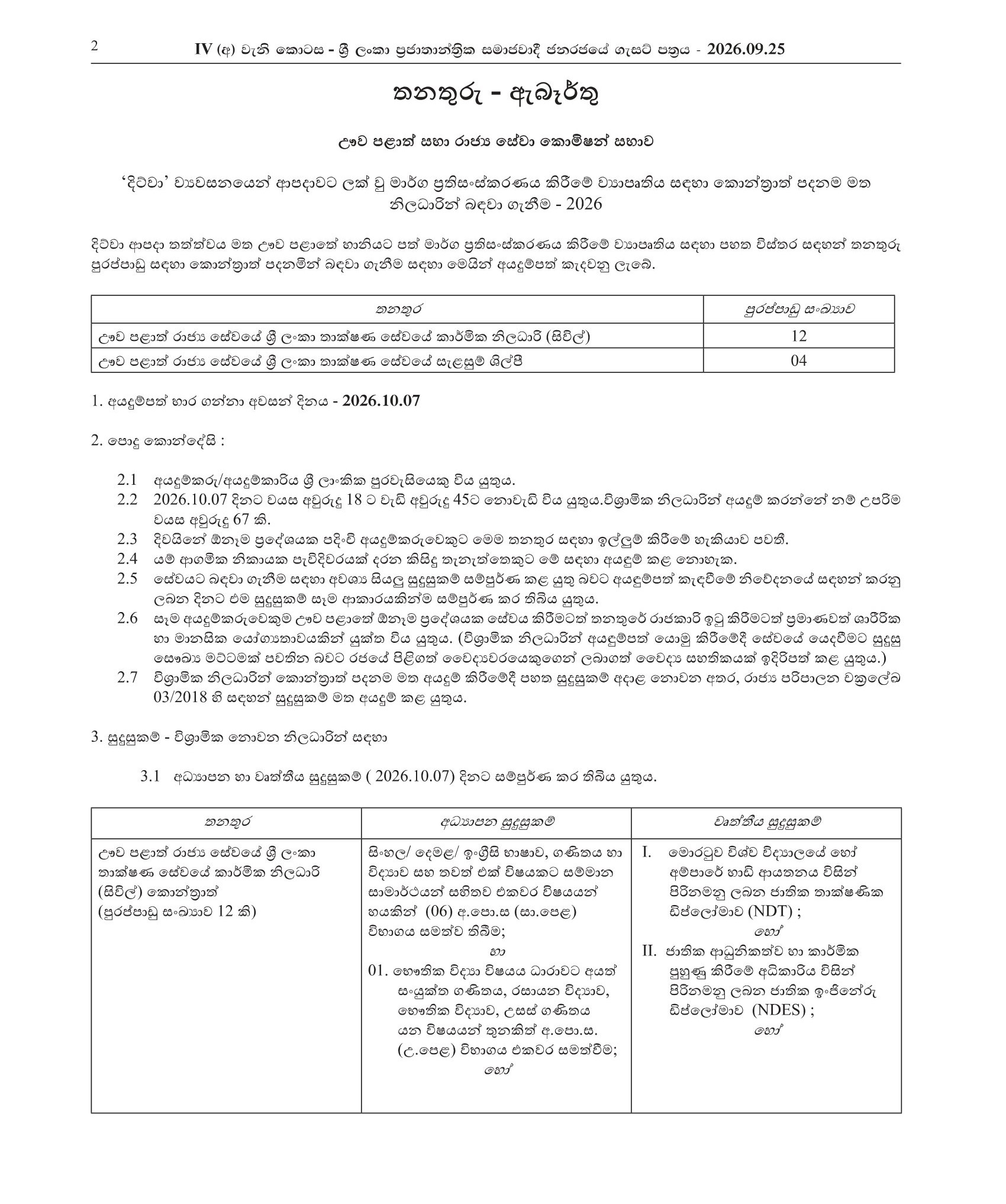 Technical Officer (Civil), Draughtsman - Uva Provincial Council Public Service