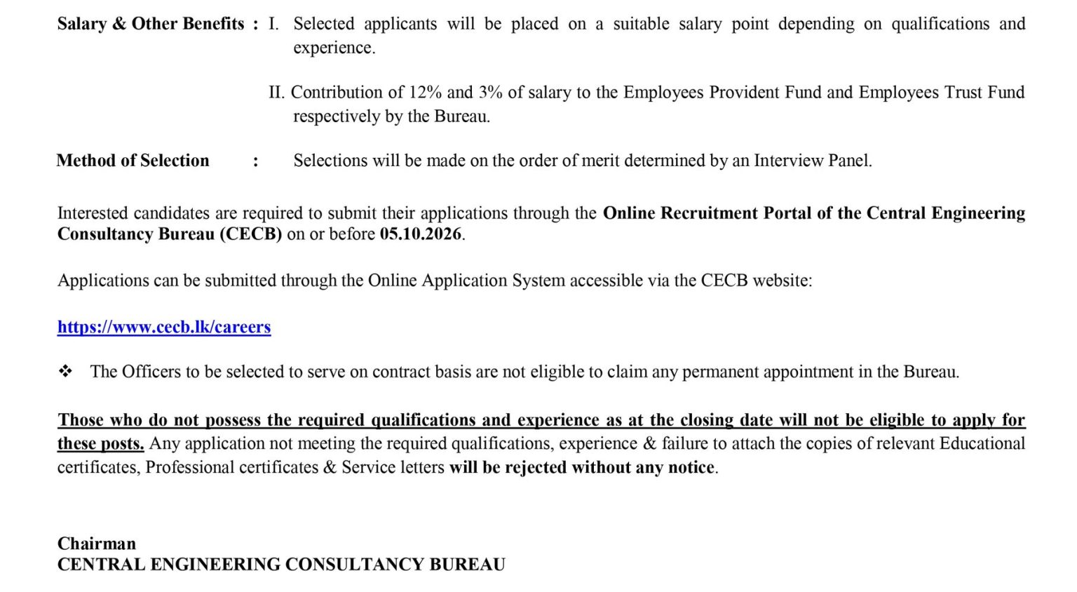 Environmental Scientist, Technical Assistant (Laboratory Works), Laboratory Technician, Laboratory Helper - Central Engineering Consultancy Bureau