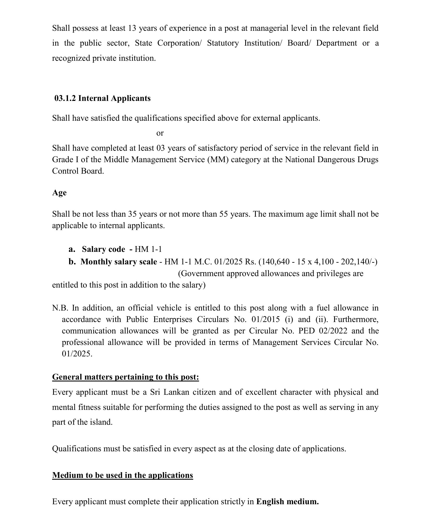 Director (Finance) - National Dangerous Drugs Control Board