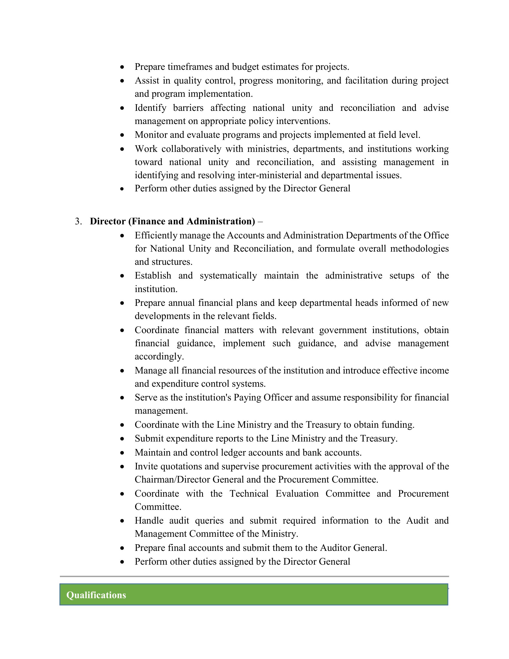 Director - Office for National Unity & Reconciliation