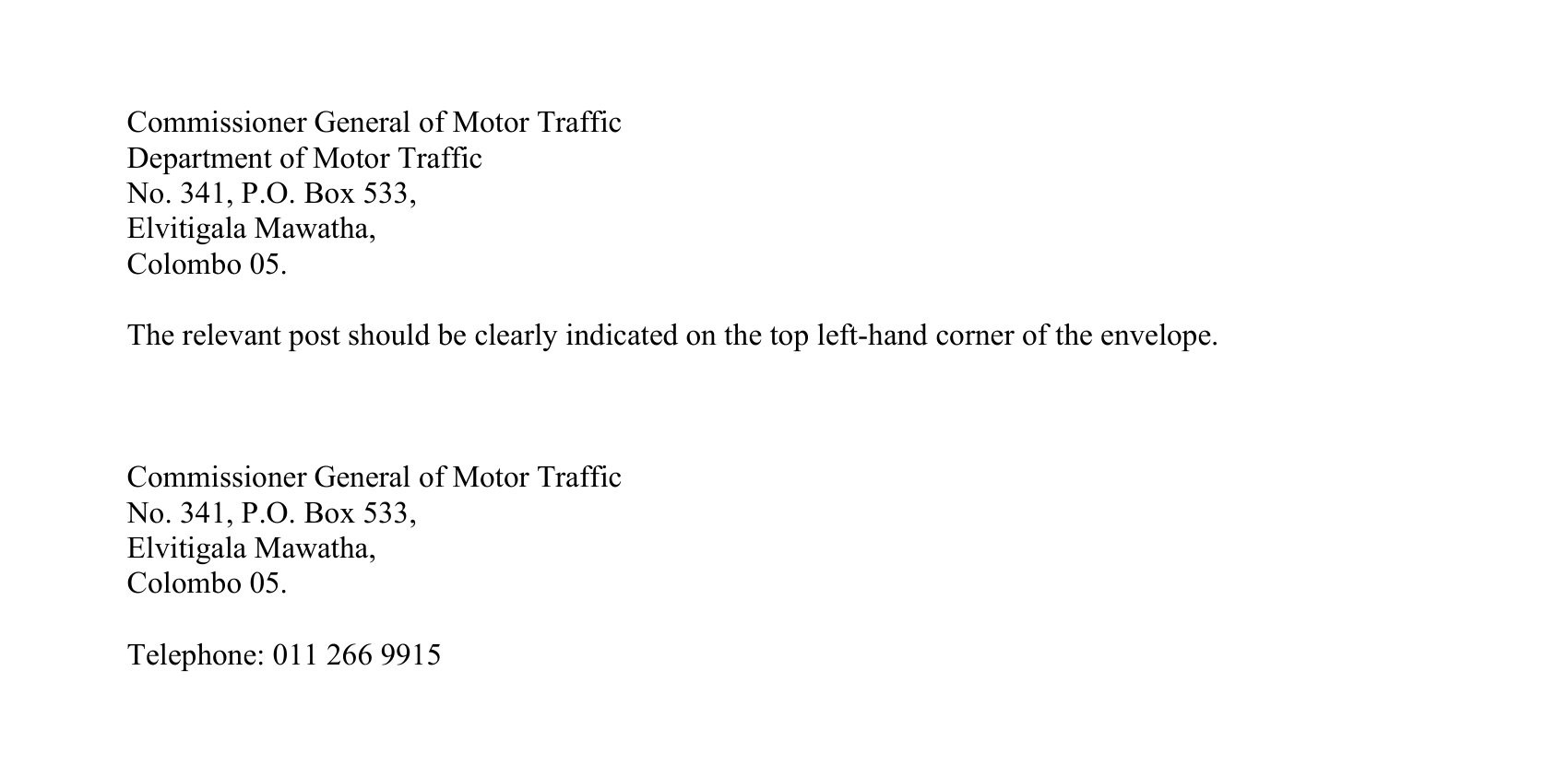 Management Assistant, Assistant Director (Communications, Research) - Department of Motor Traffic