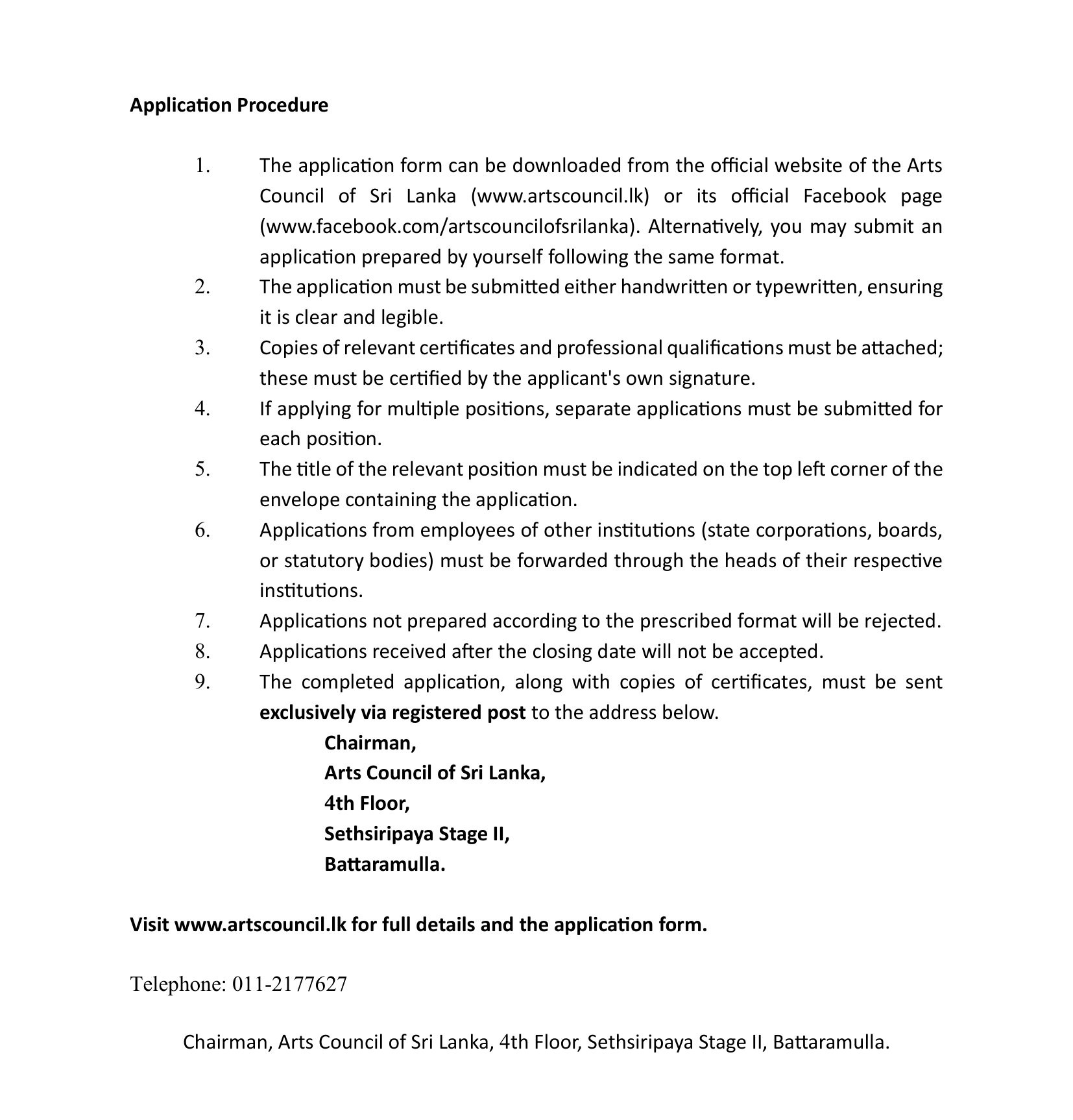 Management Assistant, Information and Communication Technology Assistant - Arts Council of Sri Lanka