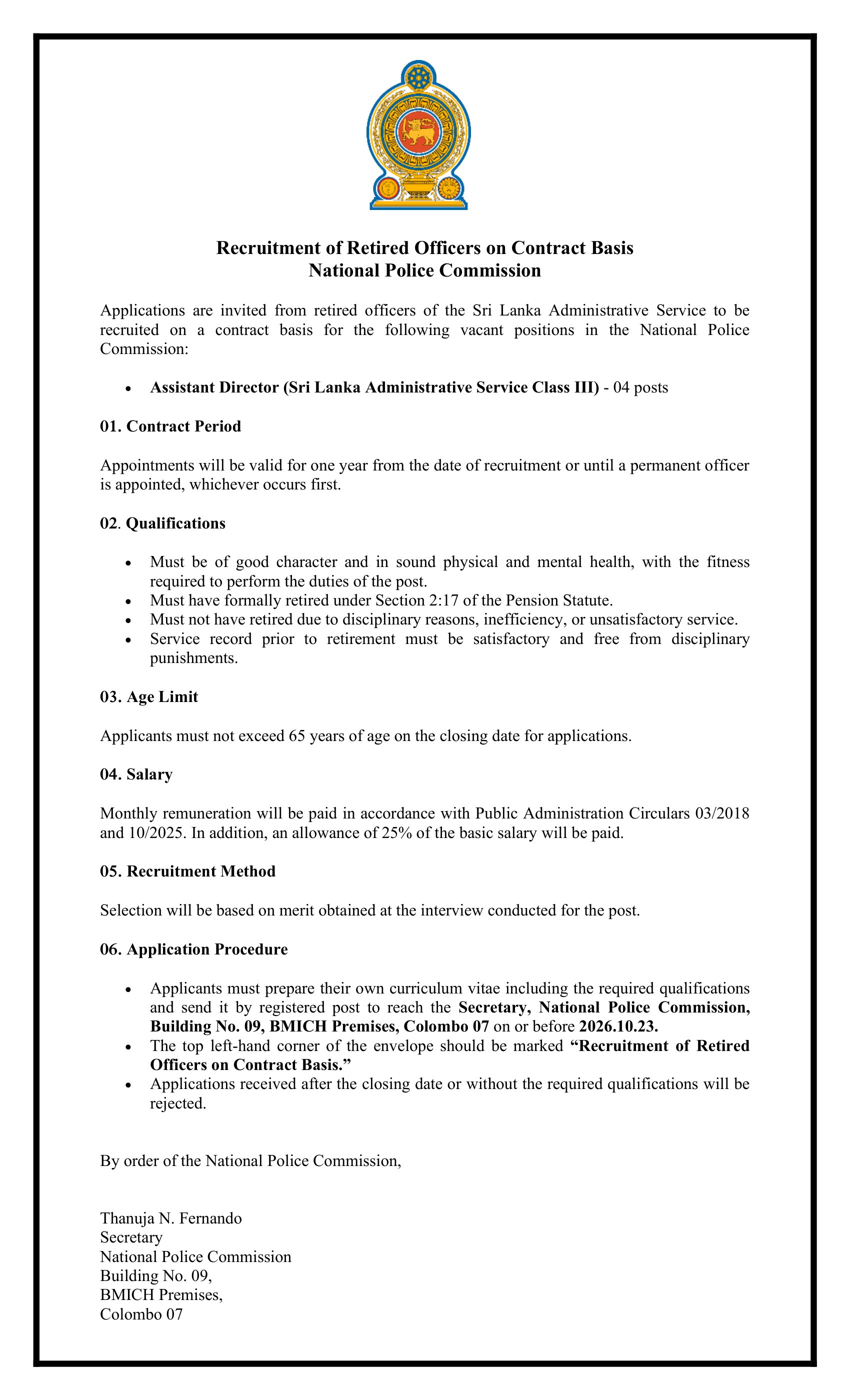 Assistant Director - National Police Commission