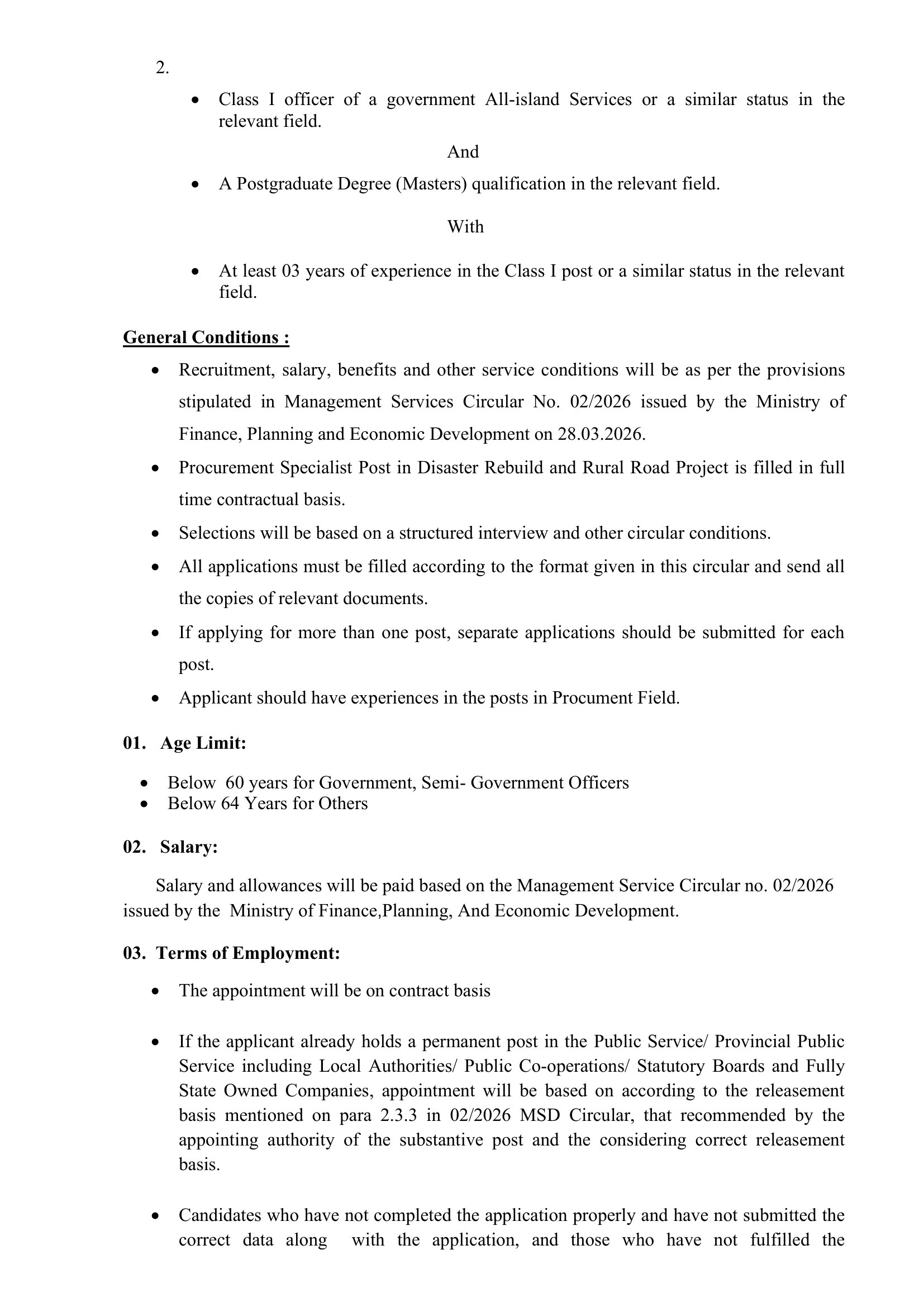 Procurement Specialist - Ministry of Transport, Highways & Urban Development
