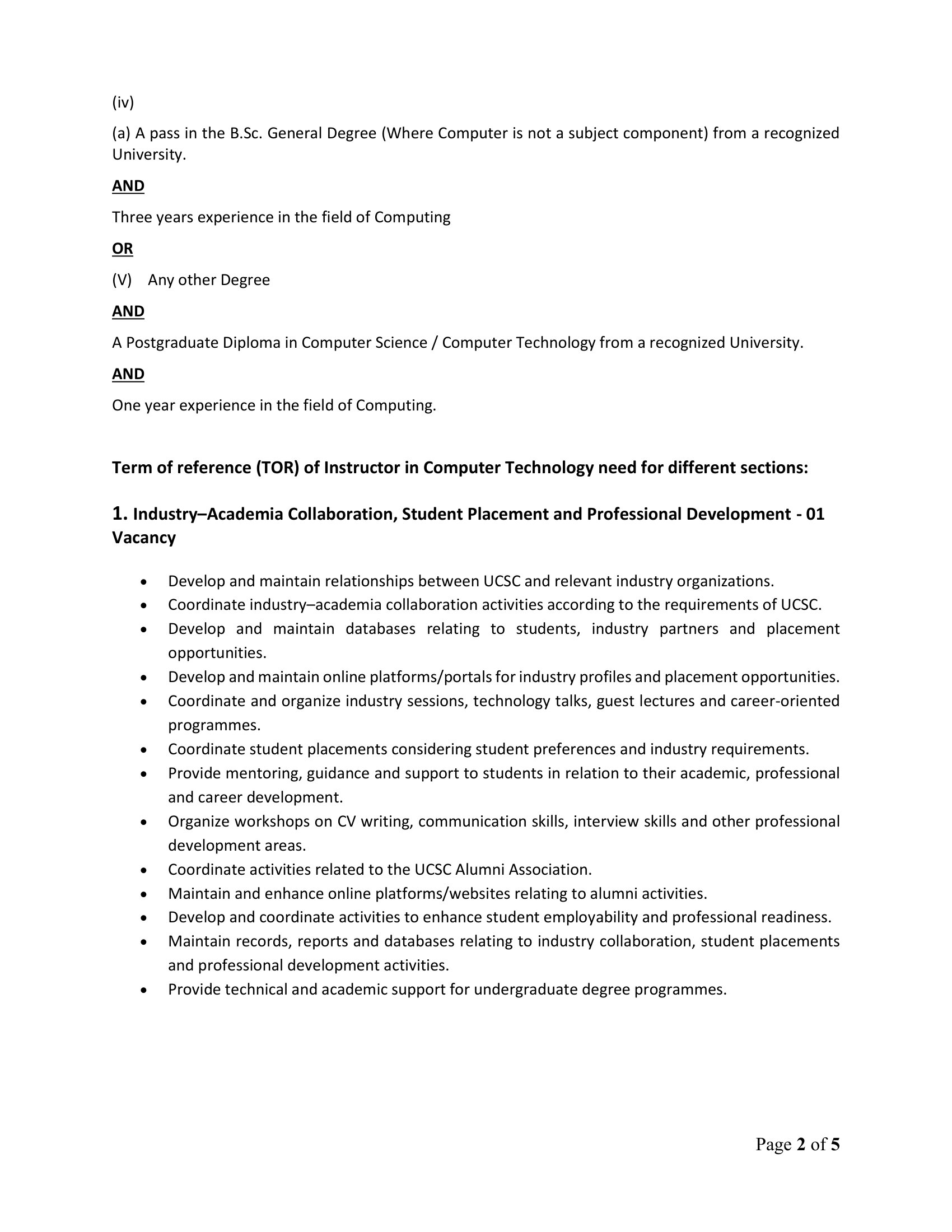 Instructor in Computer Technology - University of Colombo School of Computing