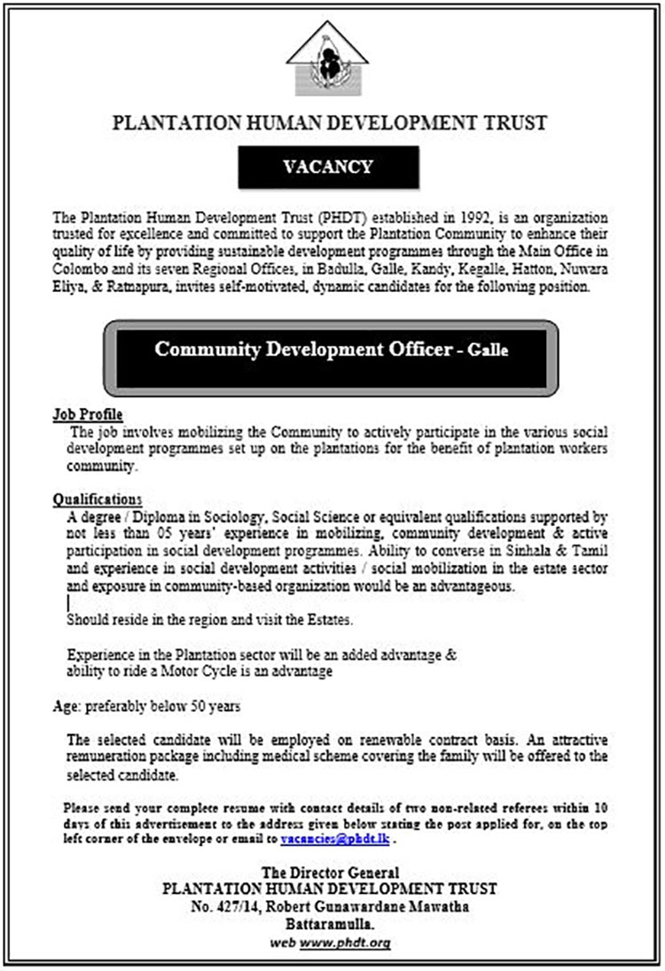  Community Development Officer - Plantation Human Development Trust