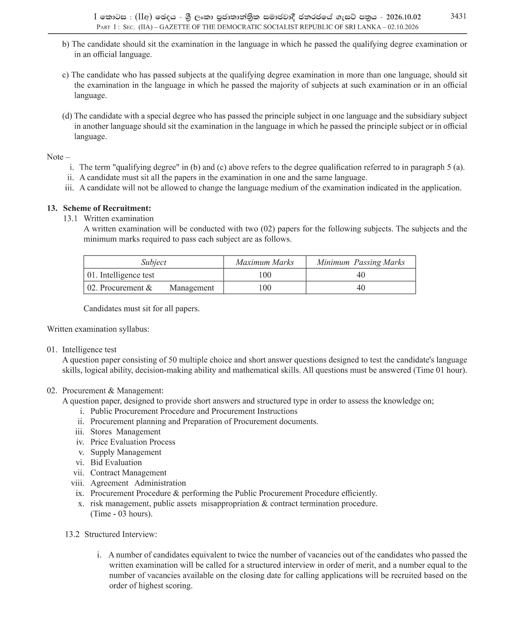 Procurement Officer (Open) - Sri Lanka Railway Department