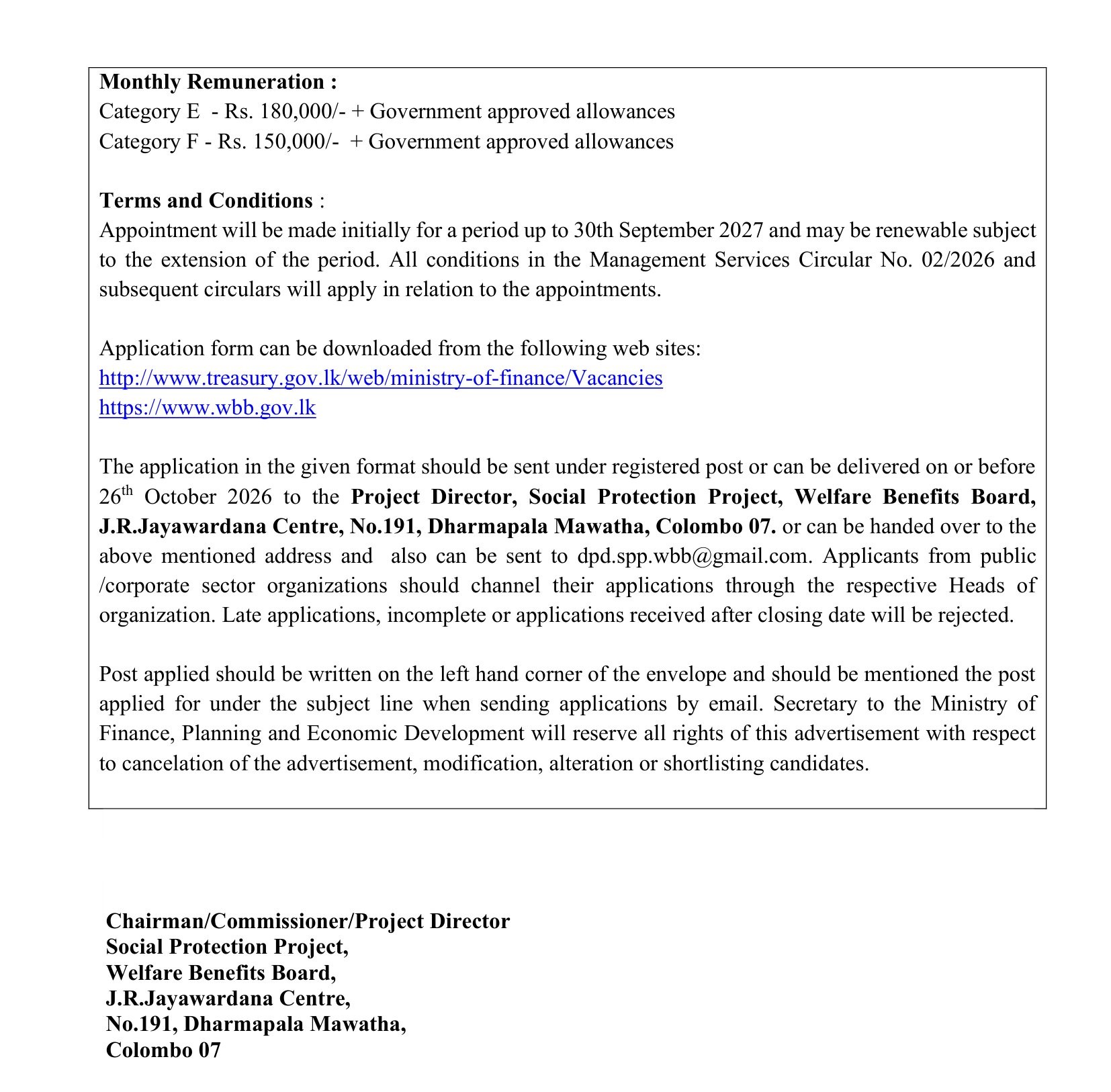 Senior Communication Officer, Project Officer (Finance) - Welfare Benefits Board