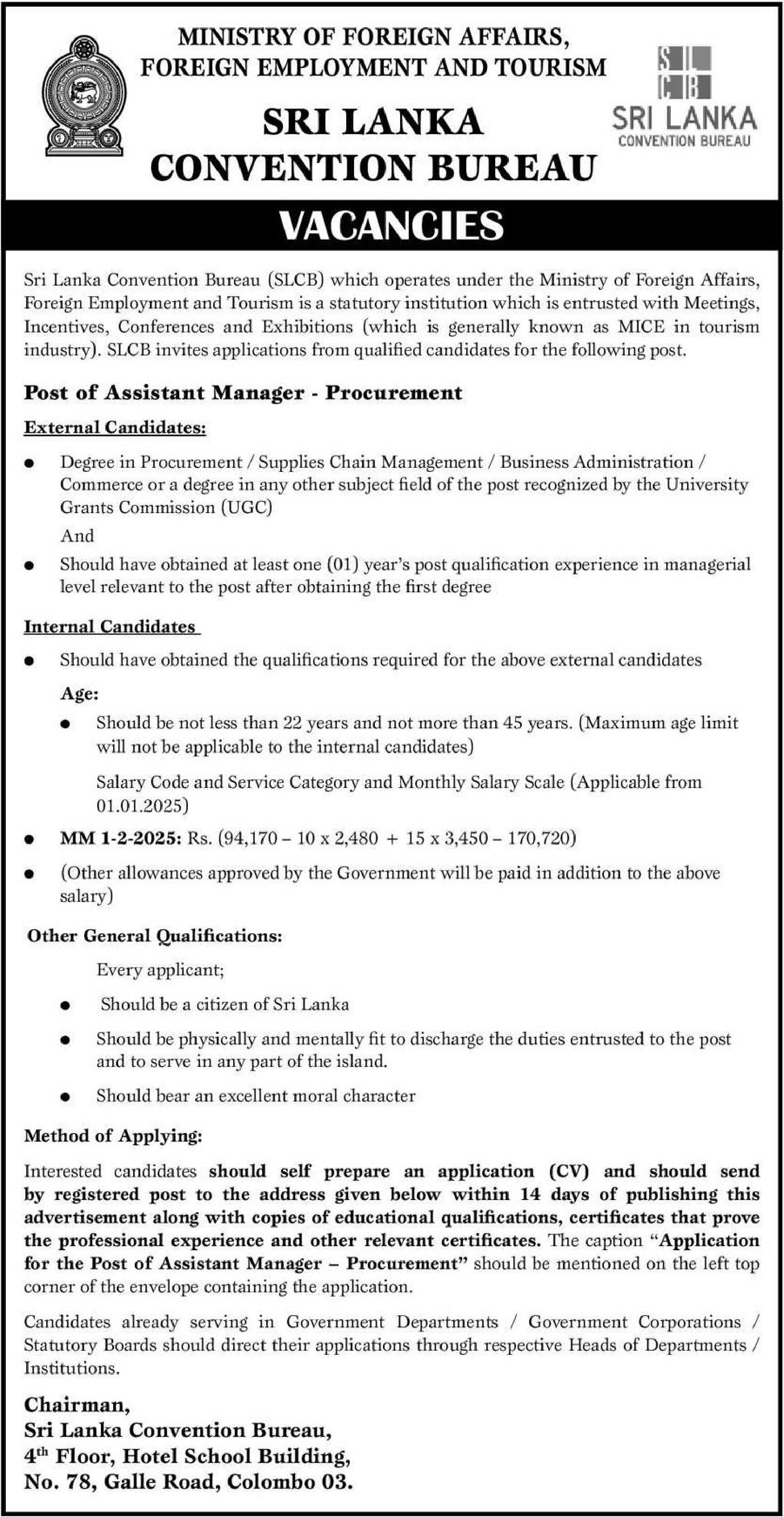 Assistant Manager - Sri Lanka Convention Bureau