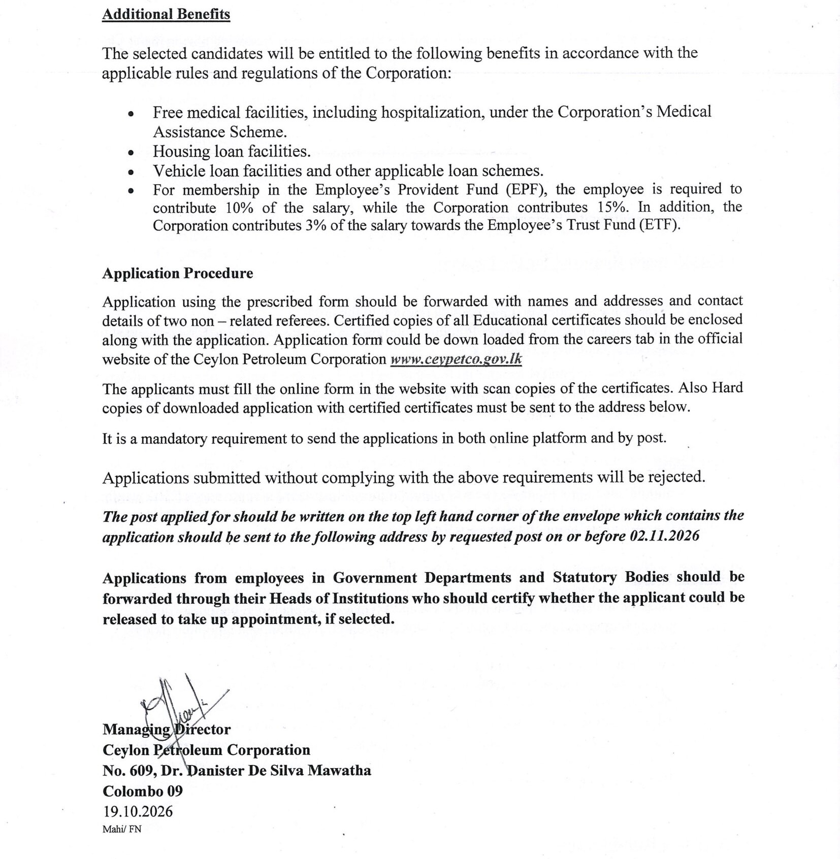 Assistant Manager (Investigation) - Ceylon Petroleum Corporation