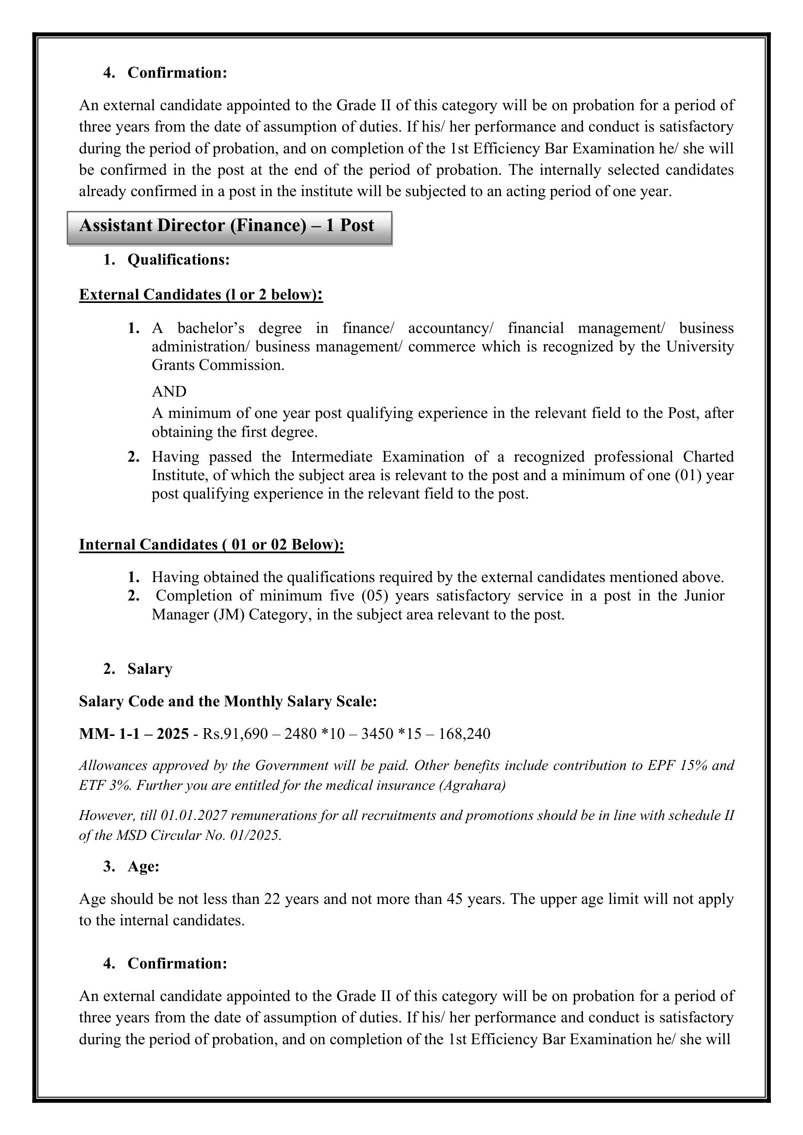 Management Assistant, Assistant Director (Accreditation, Finance) - Sri Lanka Accreditation Board