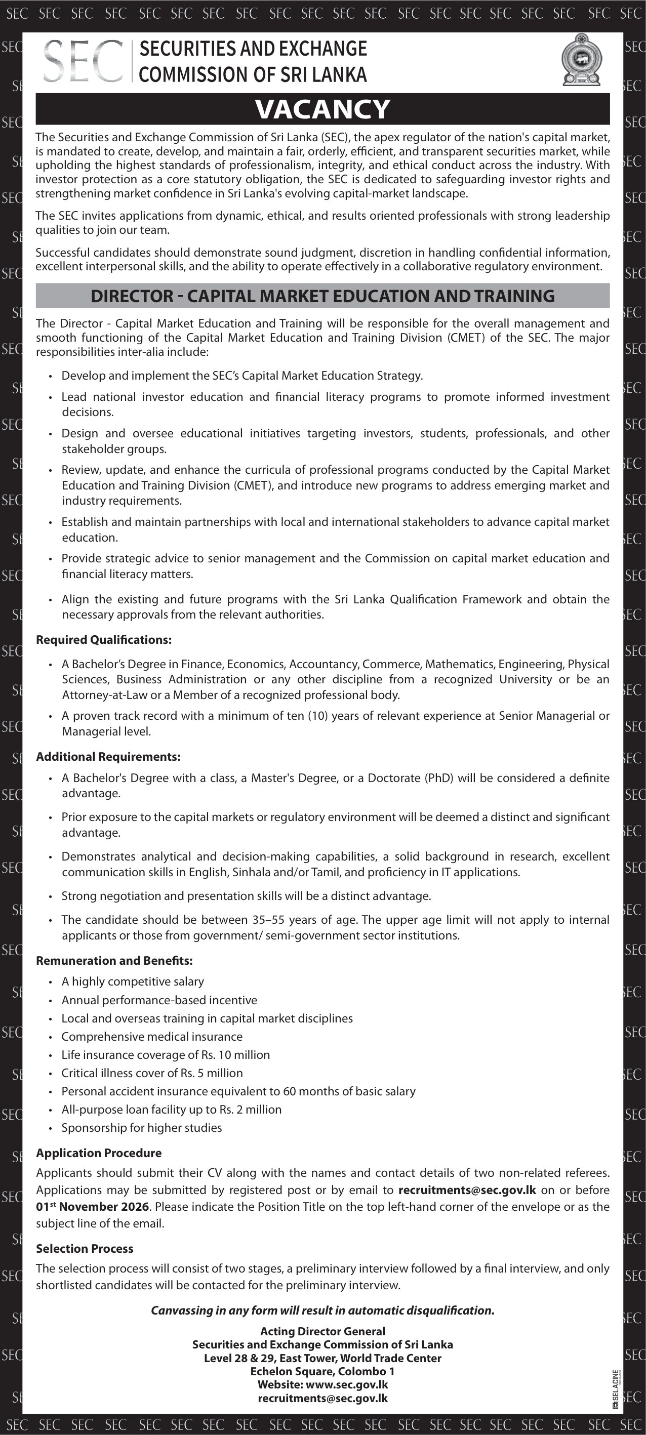Director - Securities & Exchange Commission of Sri Lanka